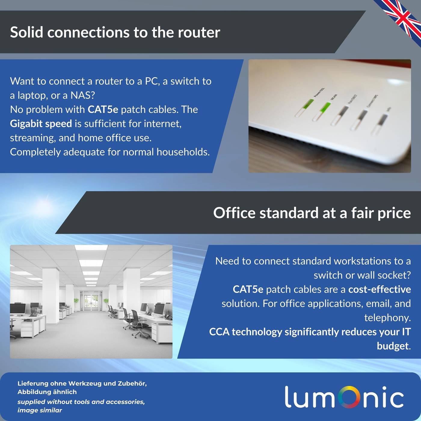 Lumonic LAN Netzwerkkabel 50m | LAN Kabel CAT5e F/UTP | Patchkabel  4x 2x AWG26/7 (verseilt) | 100MHz Gigabit Ethernet