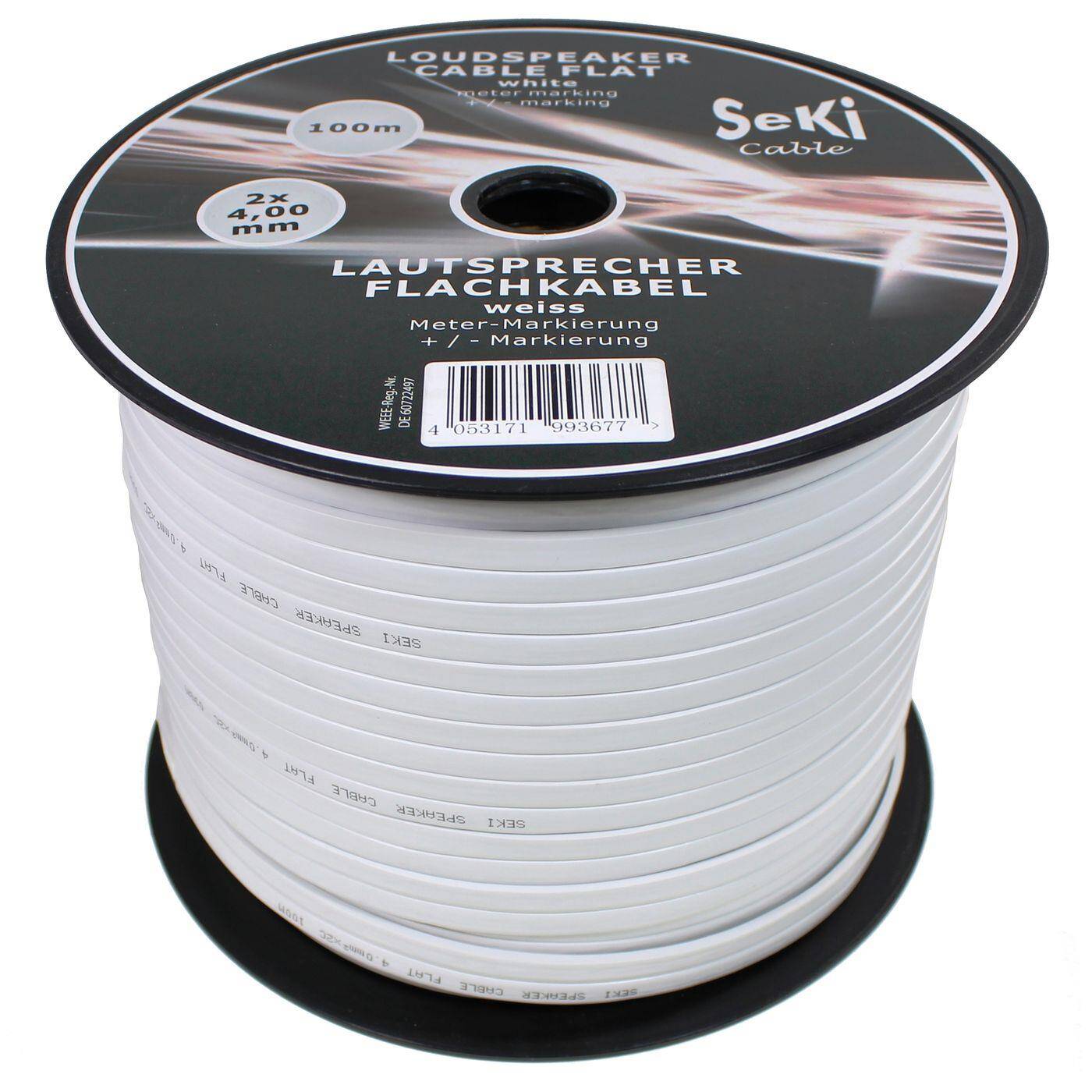 100m Lautsprecherkabel 2x 4mm² Audiokabel Boxenkabel Flachkabel 3mm 100m Lautsprecherkabel 2x 4mm² Audiokabel Boxenkabel Flachkabel 3mm