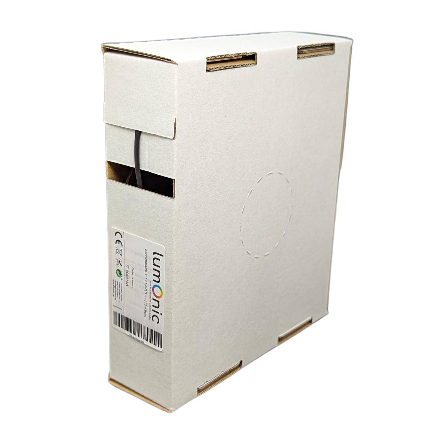 12m Schrumpfschlauch Box 2:1 1,6 -> 0,8mm Schwarz Flexibel