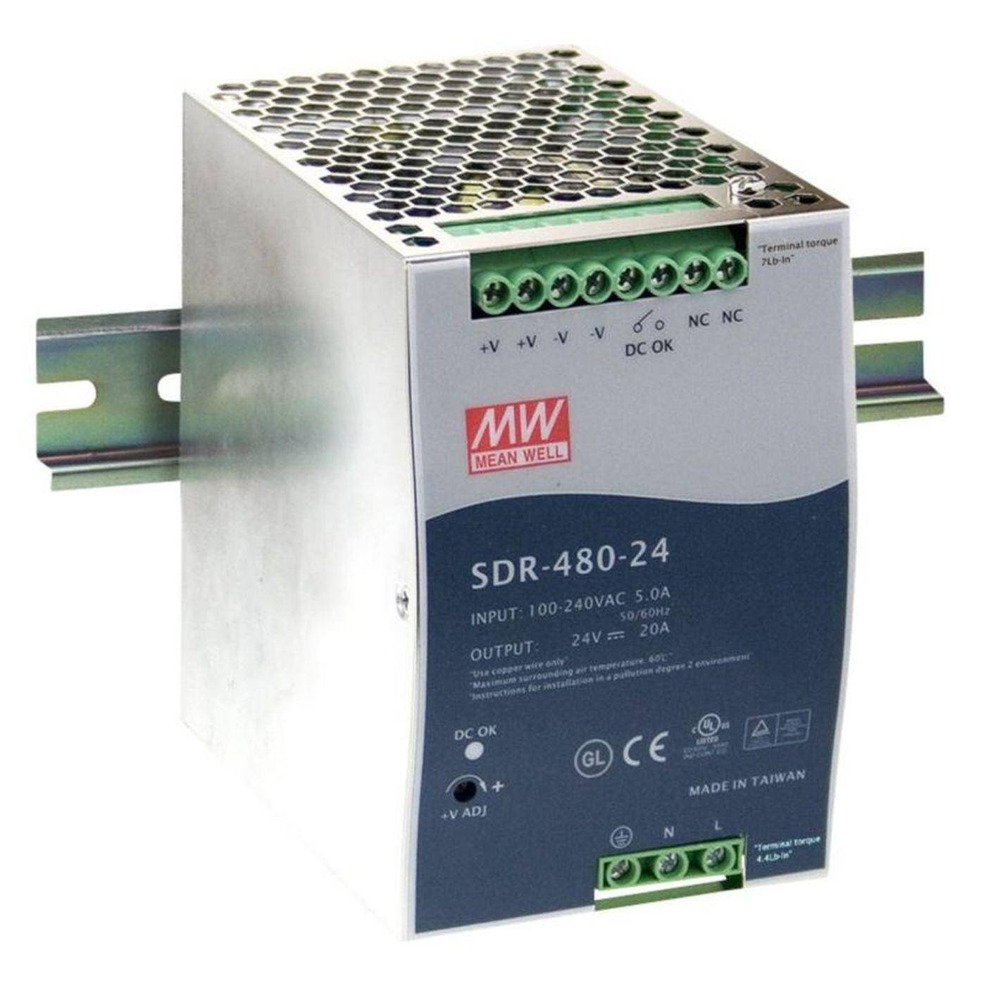 MEAN WELL SDR-480-24 480W 24V 20A Hutschienen Netzteil DIN-RAIL