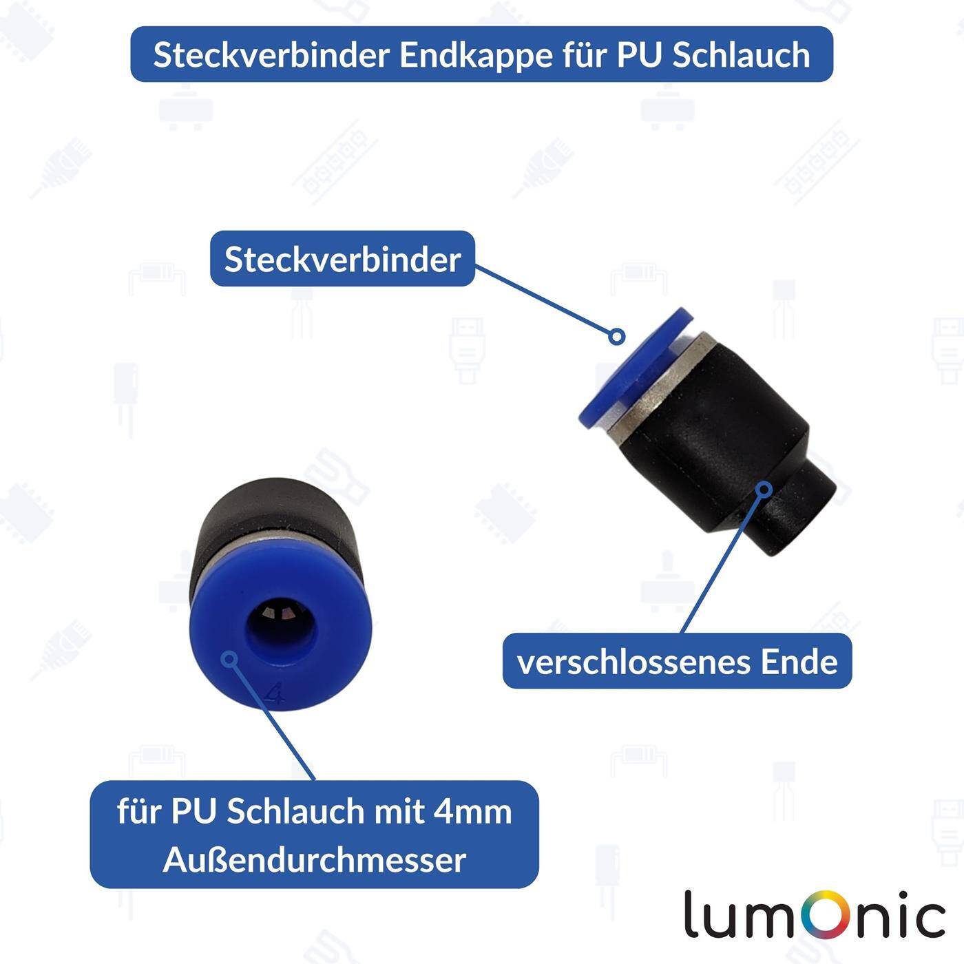PU hose cap 4mm Blind cap Sealing Pneumatic end cap Plug connection Compressed air