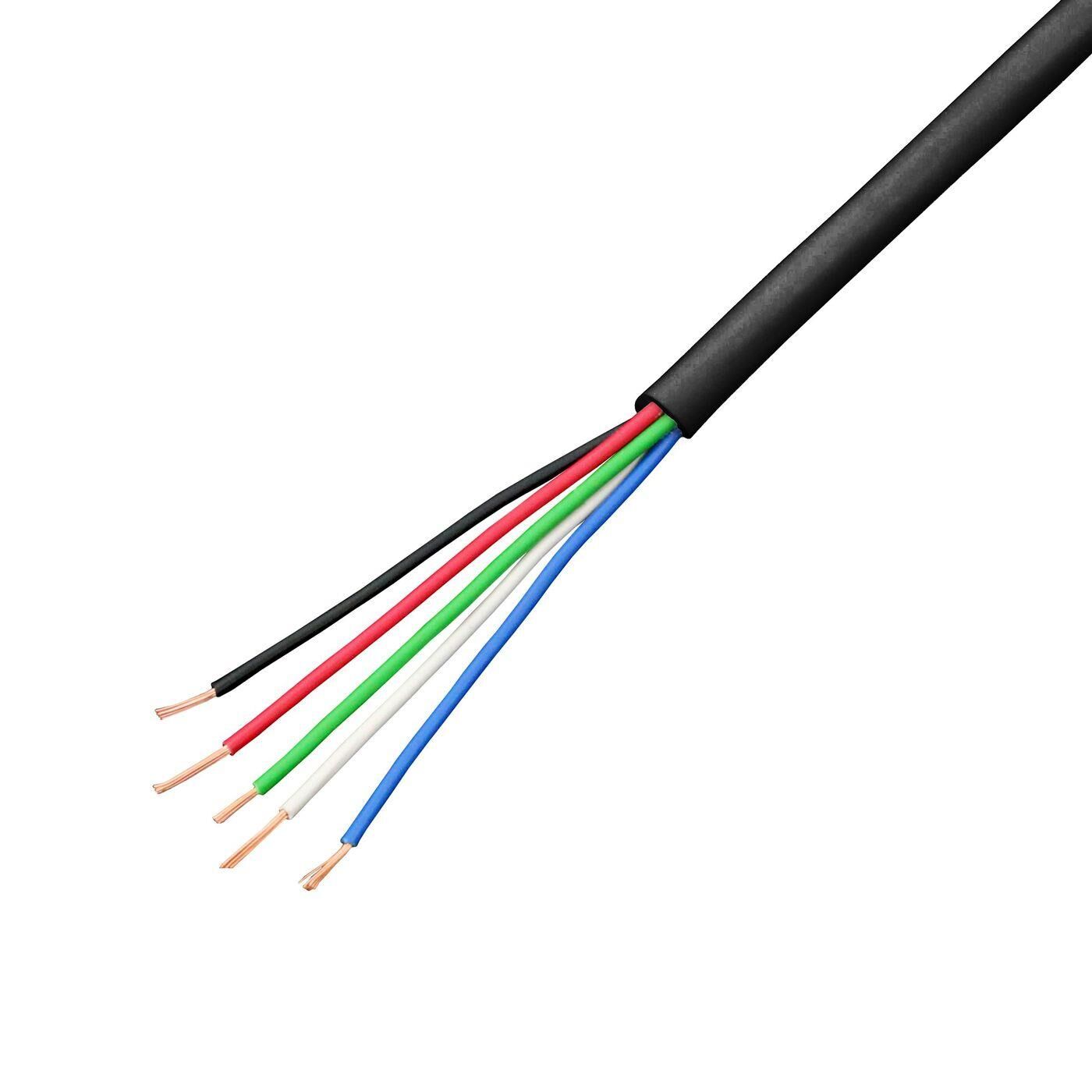 1m RGBW LED Control cable 5x 0,34mm² LiYY Extension 5 wire Power cable Black UV resistant