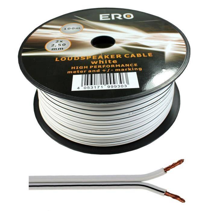 100m Lautsprecherkabel 2x 2,5mm² Weiß Audiokabel Boxenkabel 100m Lautsprecherkabel 2x 2,5mm² Weiß Audiokabel Boxenkabel