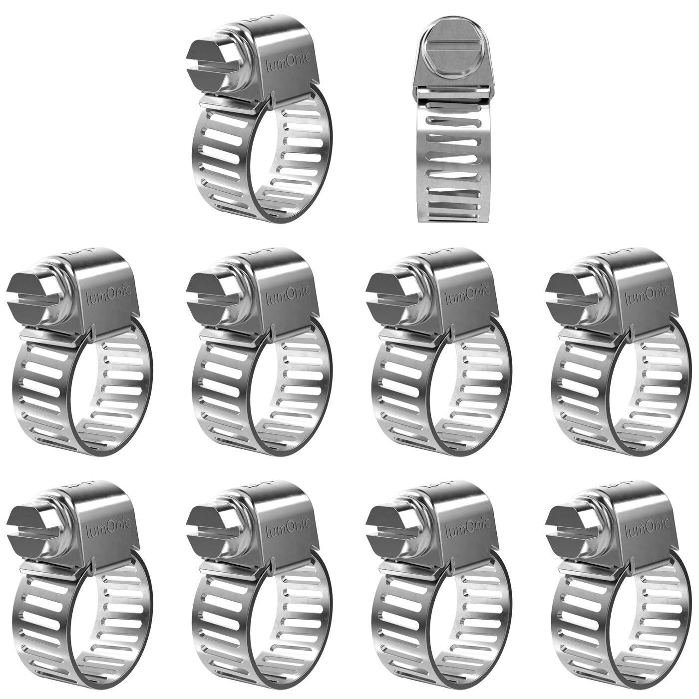 Lumonic 10x 13-19mm Schlauchschelle Edelstahl V2A 201 I einstellbare Schlauchschellen zum Schrauben I für Rohre Schläuche Waschmaschine KFZ Auto Haus Garten