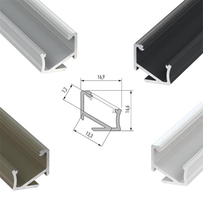 1m LED Profil H Silber 17x17mm Aluminium 30° 60° Eckprofil für 12mm LED Streifen 1m LED Profil H Silber 17x17mm Aluminium 30° 60° Eckprofil für 12mm LED Streifen