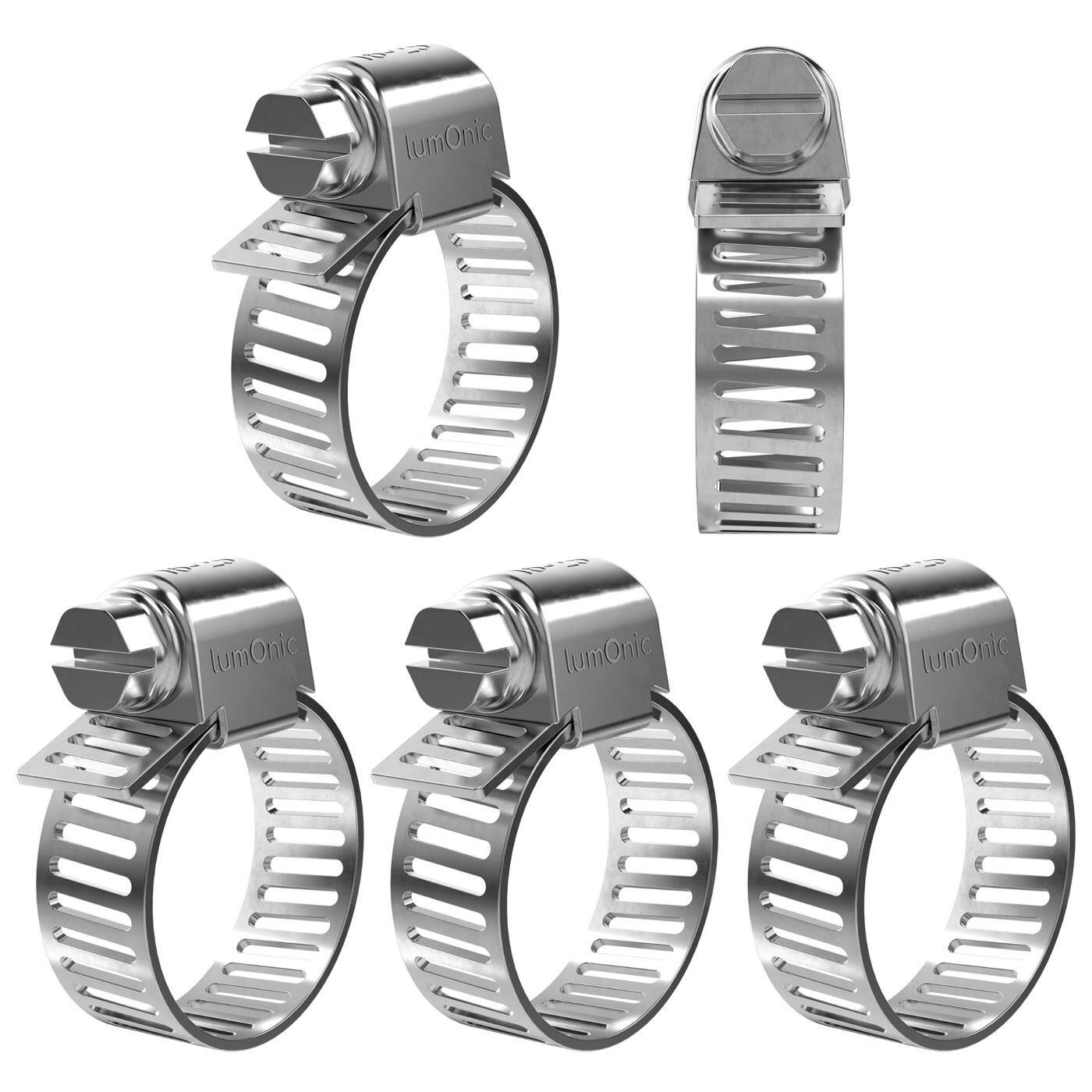 Lumonic 5x 16-25mm Schlauchschelle Edelstahl V4A 304 I einstellbare Schlauchschellen zum Schrauben I für Rohre Schläuche Waschmaschine KFZ Auto Haus Garten