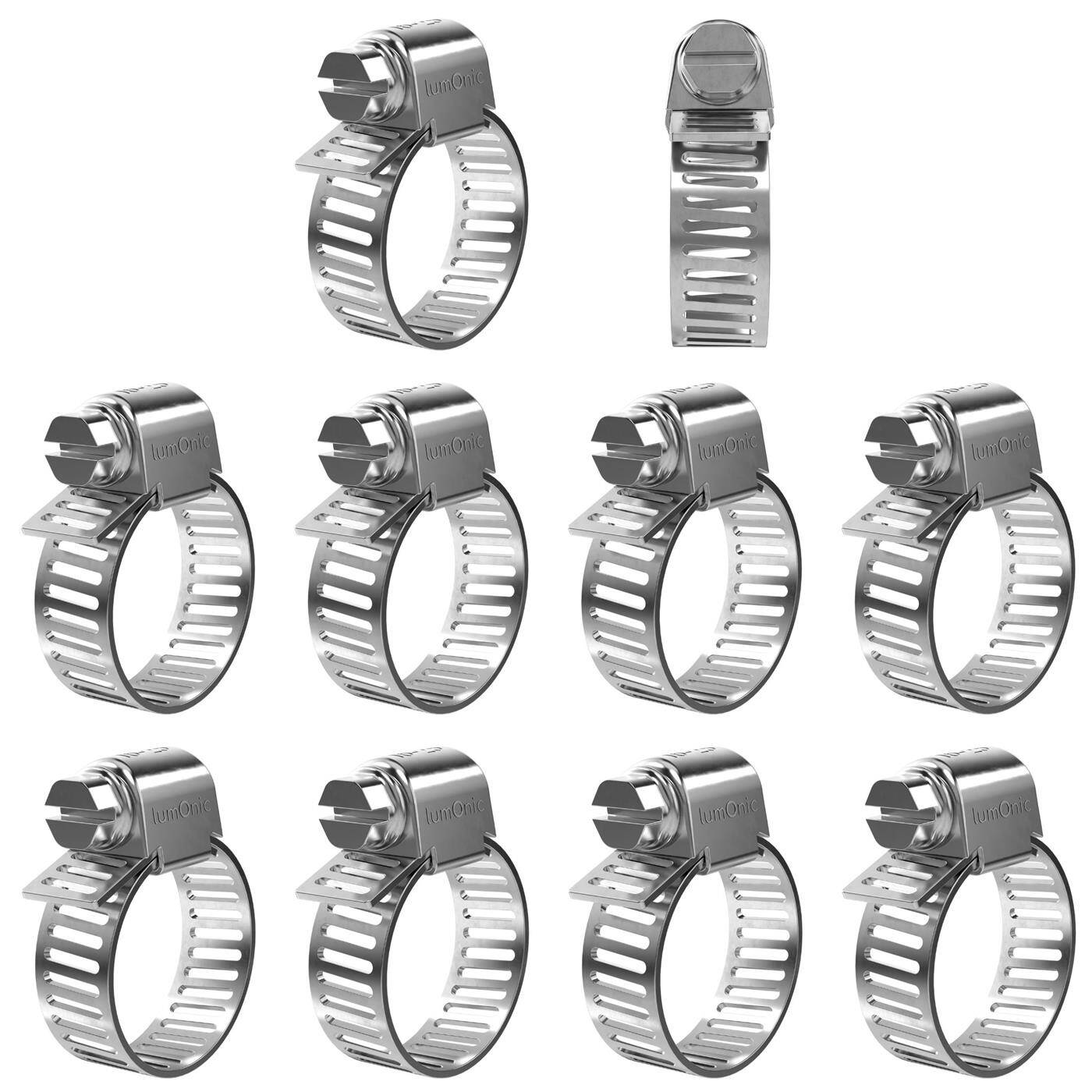 Lumonic 10x 16-25mm Schlauchschelle Edelstahl V2A 201 I einstellbare Schlauchschellen zum Schrauben I für Rohre Schläuche Waschmaschine KFZ Auto Haus Garten
