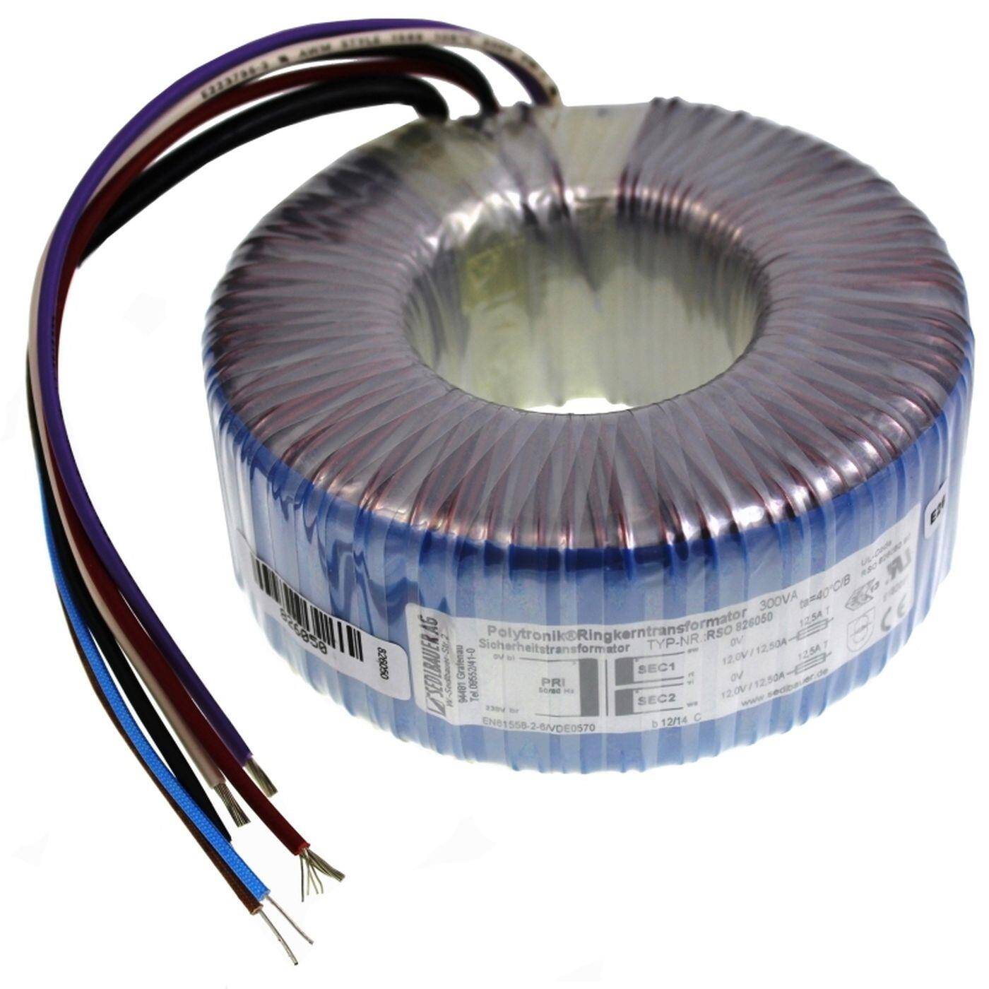Toroidal transformer 300VA 230V 2x30V 60V Sedlbauer RTO-826054