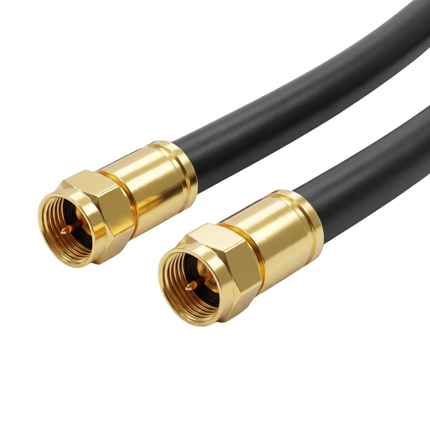 Lumonic 2m Antennenkabel RG6 | vergoldete F-Stecker gerade | schwarz | 4-fach geschirmt 120dB | fertig konfektioniert | Koaxialkabel, Sat Kabel, DVB-T2, Kabelinternet