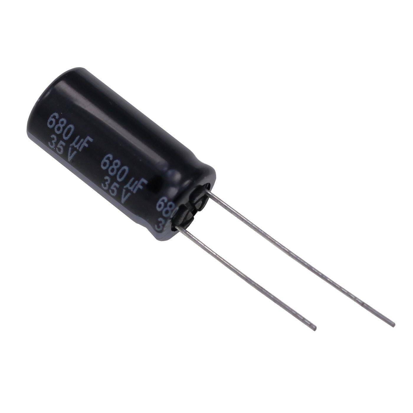 Elko Capacitor Radial 680µF 35V | Electrolytic capacitor up to a temperature of 105°C | 10x20mm | 680uF EEUFR1V681X Panasonic