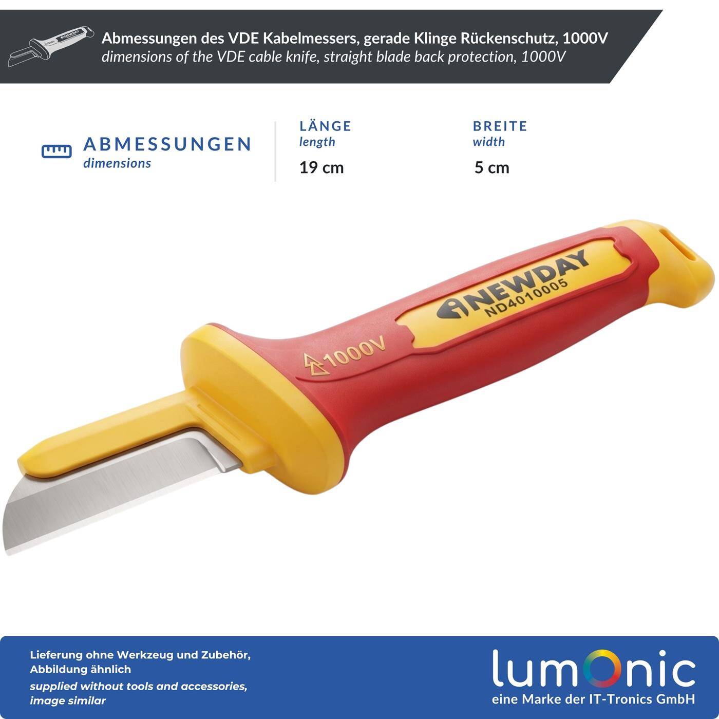 Lumonic VDE Cable Cutter 1000V, Straight Blade with Back Guard—Plastic-Coated Blade Back, 5Cr13 Blade Steel, Protective Cap Included