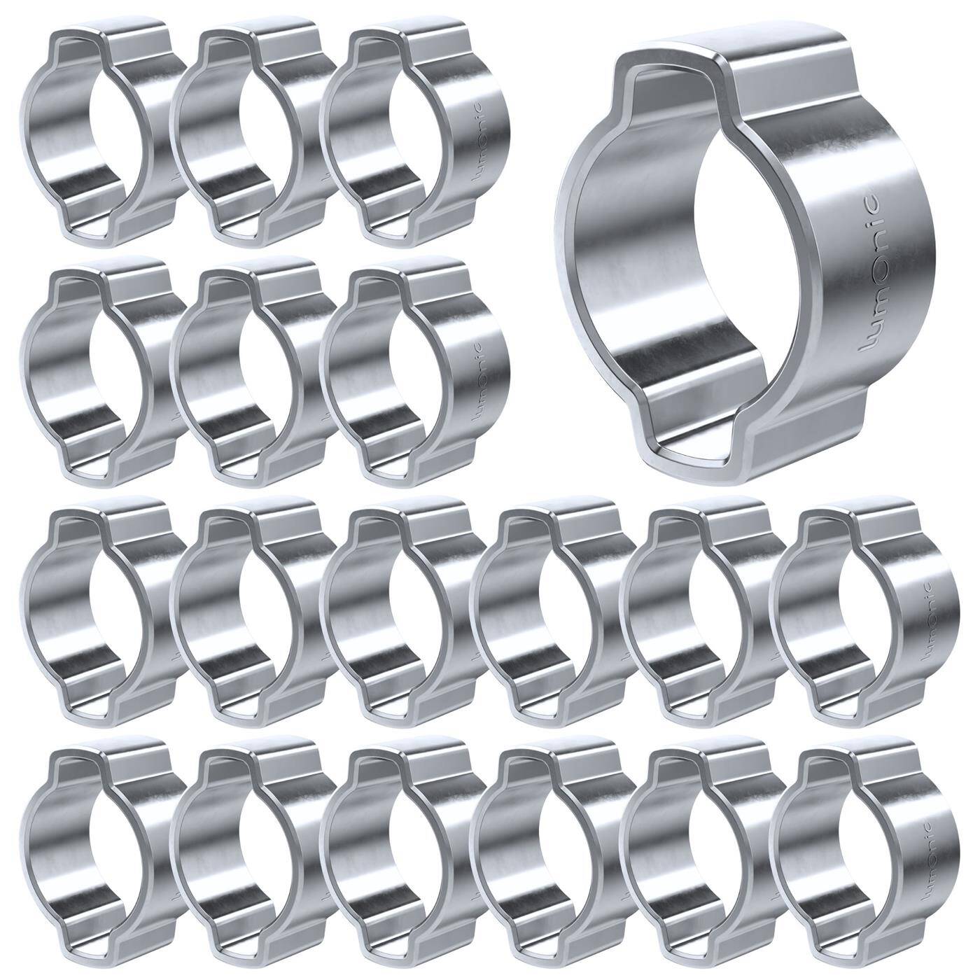 Lumonic I 20x 2-ear clip 9-11mm I Steel Galvanised I Two-ear clamp I Hose clamp I for Compressed air, Pipe systems, Garden, CAR