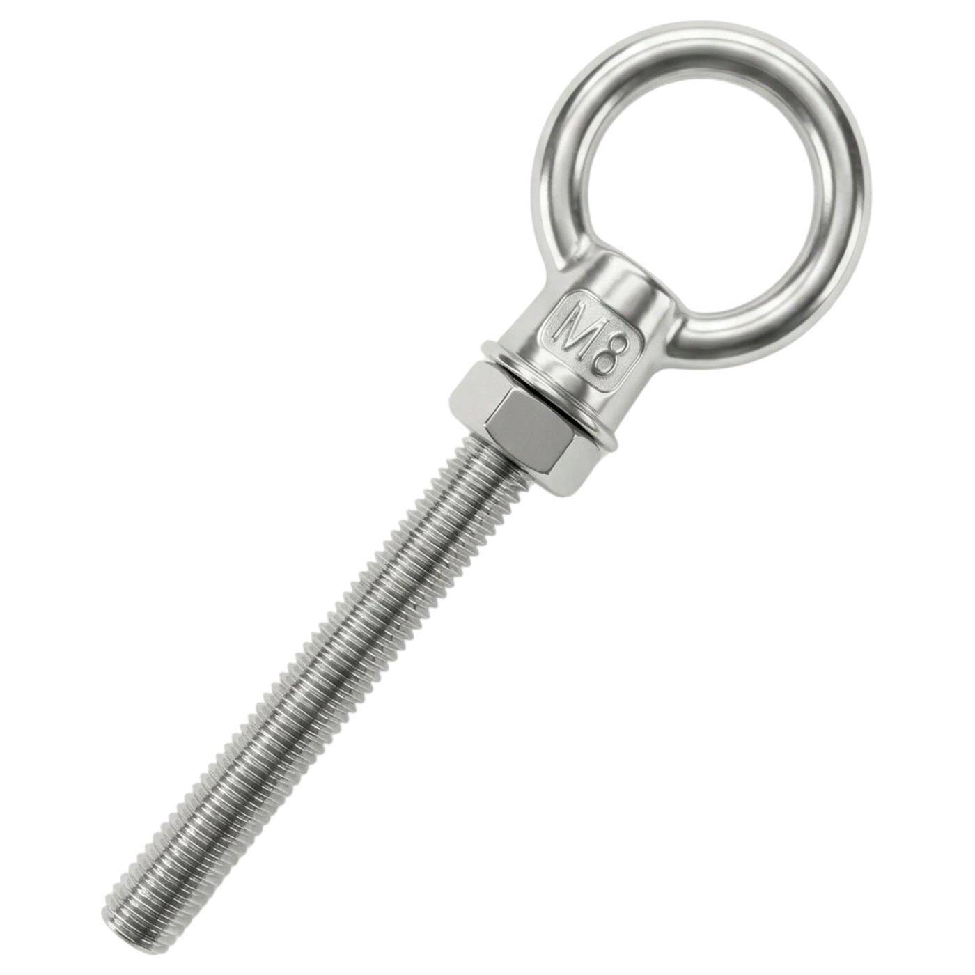 Eye bolt V2A stainless steel M8x80mm  Push-through mounting Eyebolt for awning hammock swing + chains incl. nut + washer