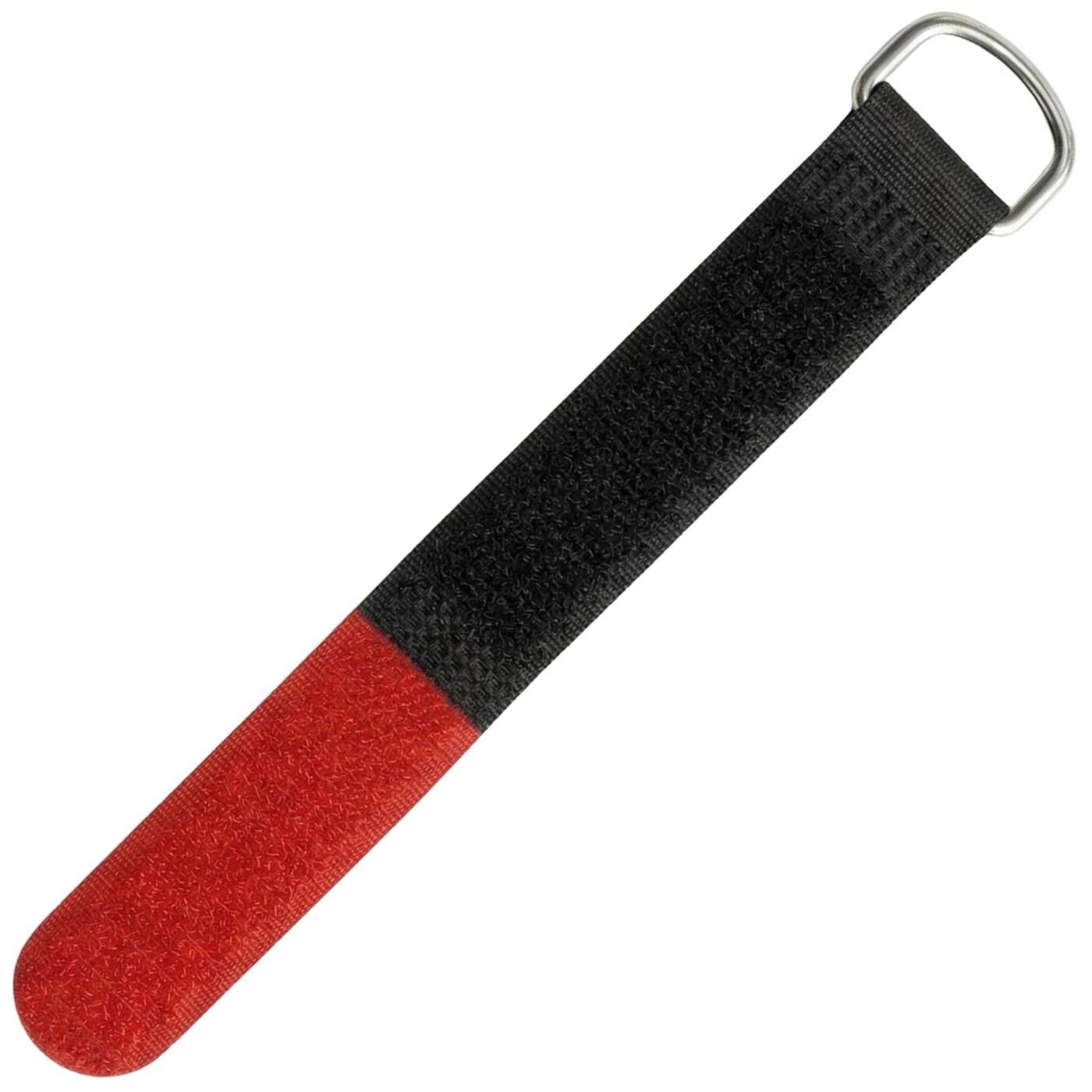 Lumonic 10 Stück Klettkabelbinder schwarz / rot | 800x38mm | normal | robuste Metallöse, Kabelklett mehrfach wiederverwendbar | einfaches Kabelmanagement und Ordnung