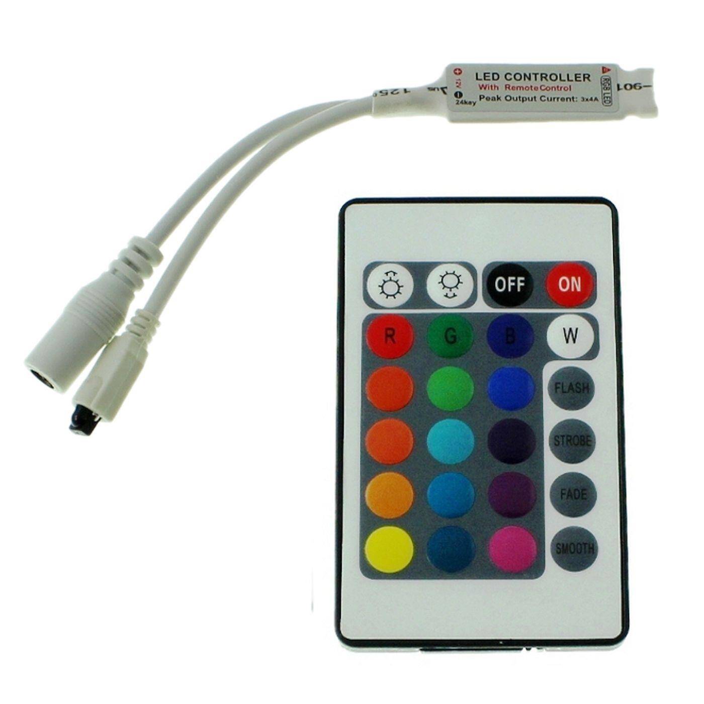 Mini RGB LED 24Key Controller 12V 72W 4-Pin; RGB Plug + Play Mini RGB LED 24Key Controller 12V 72W 4-Pin; RGB Plug + Play