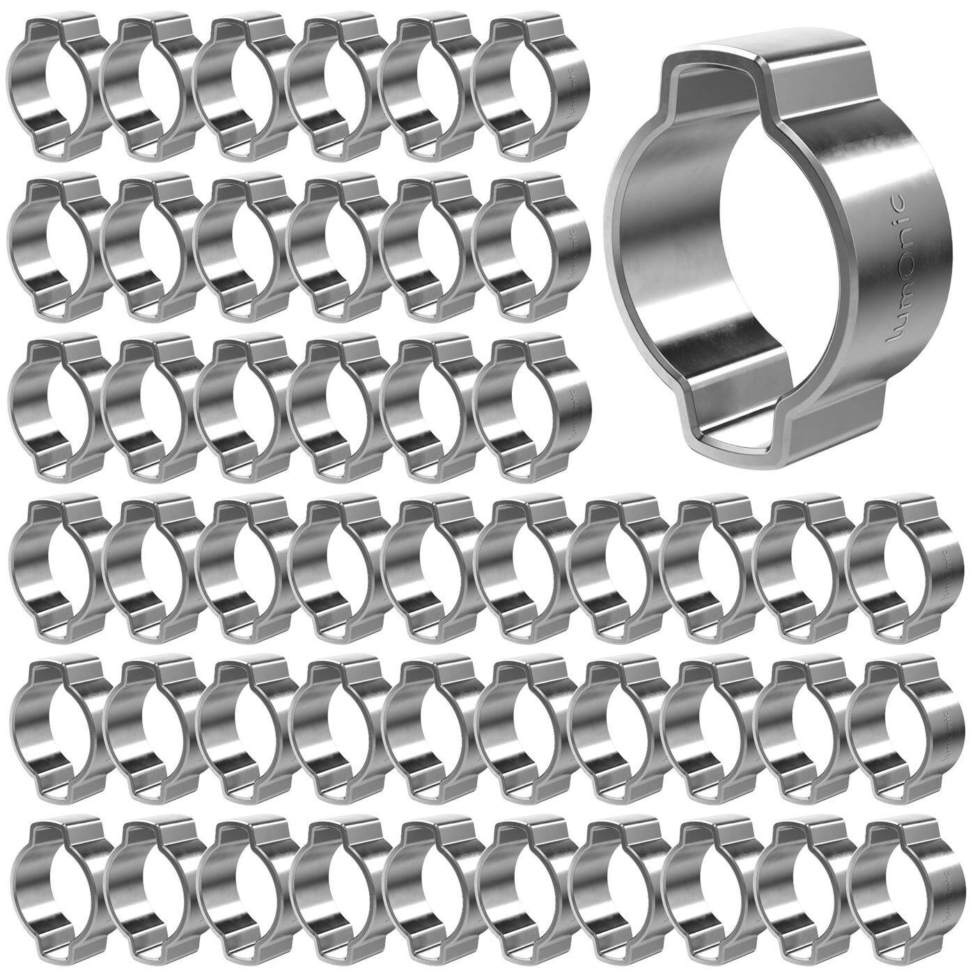 50x 2-ear clip 11-13mm V2A Stainless steel Two-ear clamp Hose clamp for Compressed air, Pipe systems, Garden, CAR
