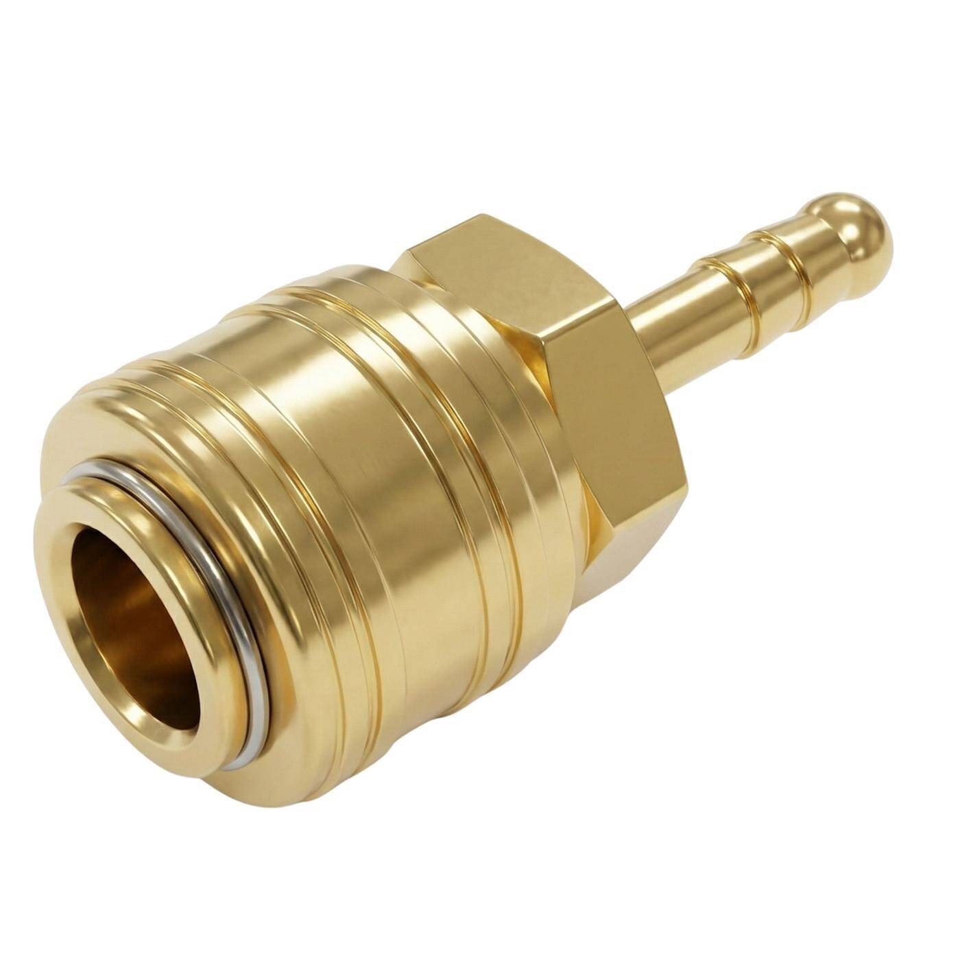 Lumonic I Coupling socket with hose nozzle I for 6mm hose I made of brass I Compressed air coupling socket I Quick coupling I for workshops, businesses and DIY enthusiasts