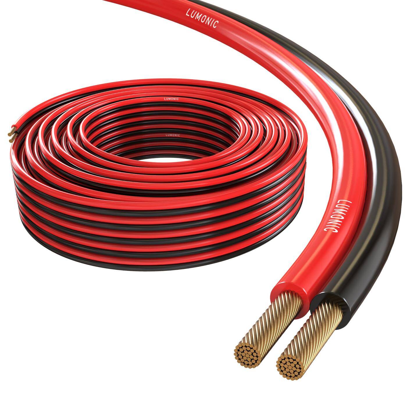 50m Speaker cables 2x 0,5mm² Red Black CCA HiFi speaker cable Audio twin line