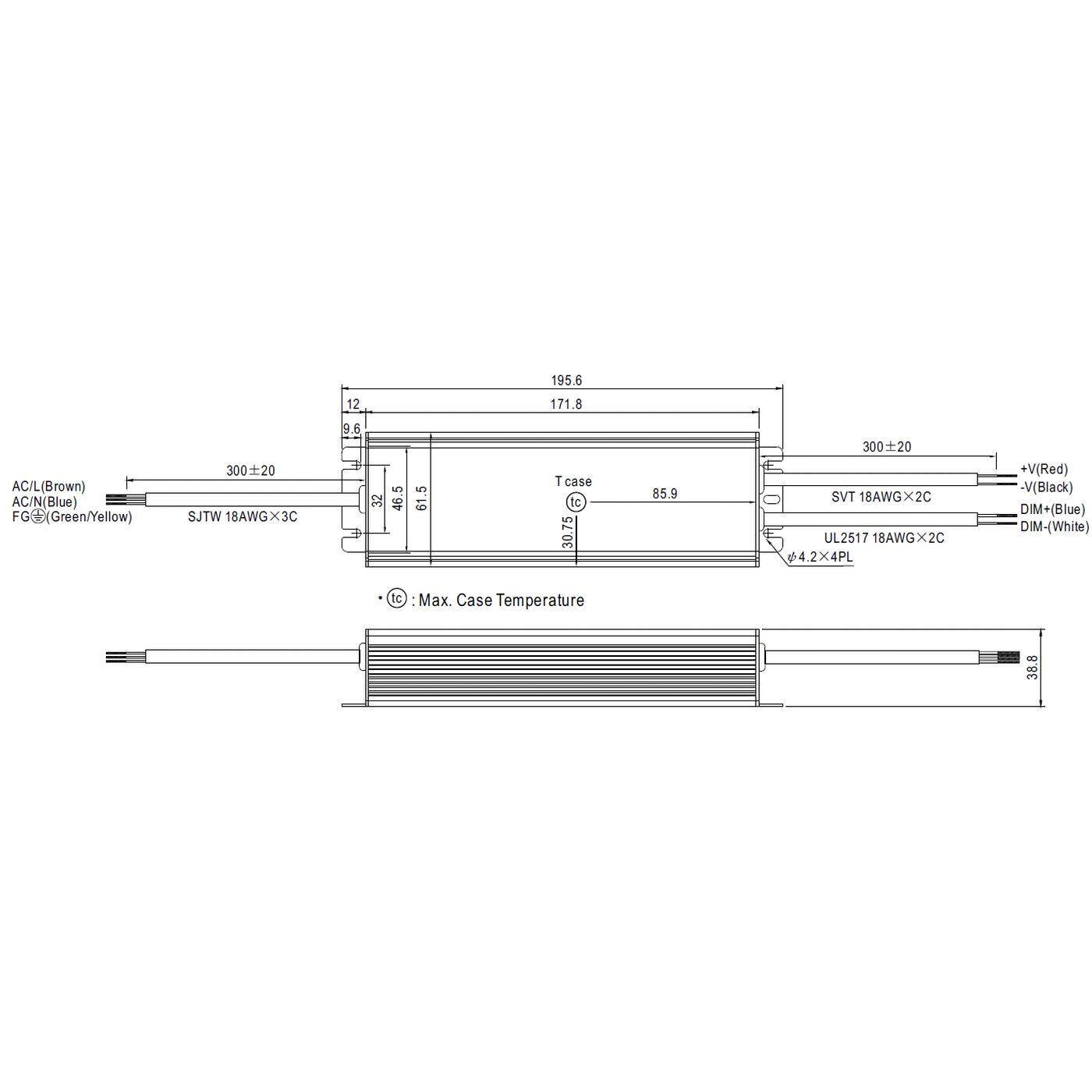 HLG-80H-24B 81W 24V 3,4A LED Netzteil Trafo Treiber IP67 Dimmbar 0-10V PWM