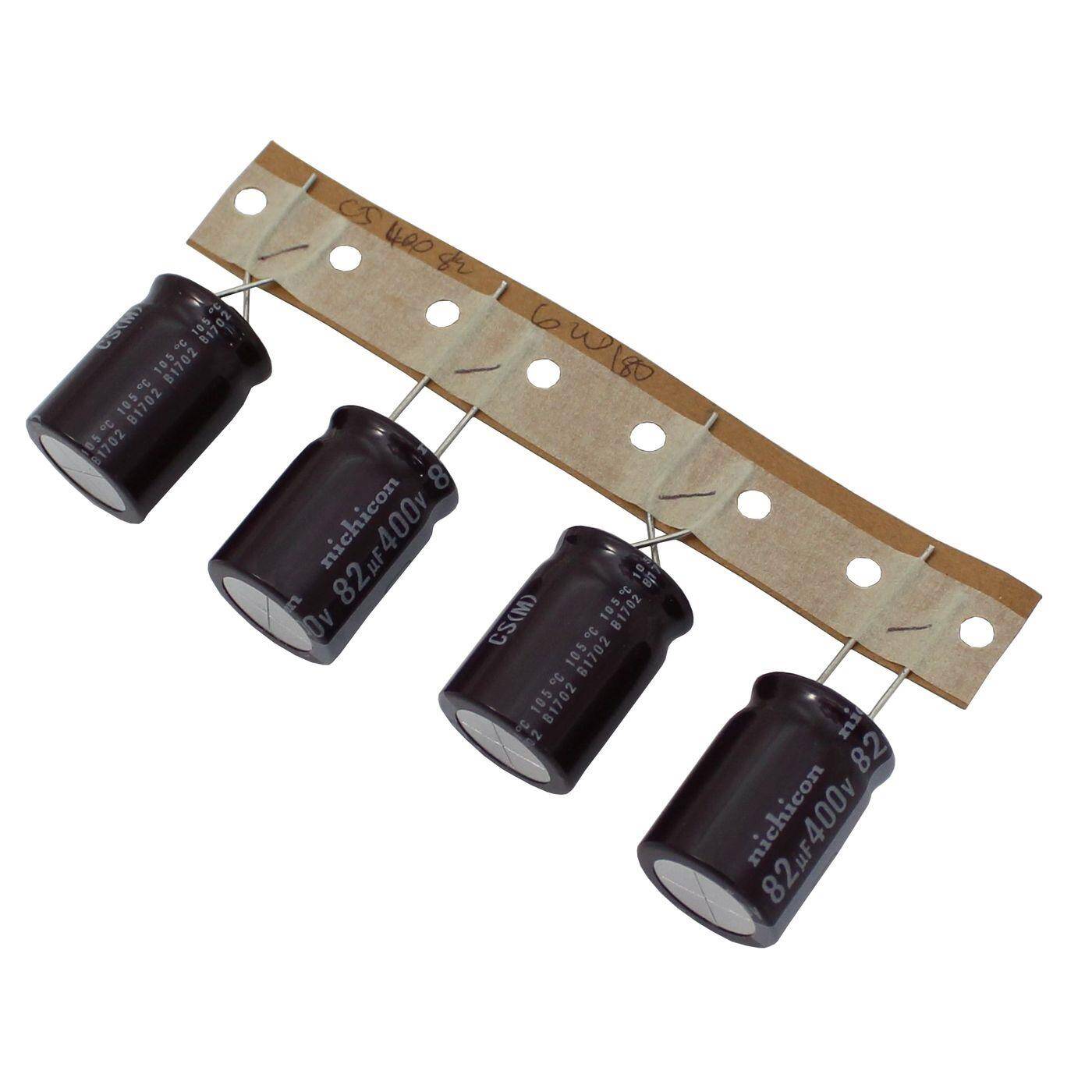 Elko Kondensator Radial 82µF 400V | Elektrolytkondensator bis zu einer Temperatur von 105°C | 18x25mm | 82uF UCS2G820MHD1TN Nichicon