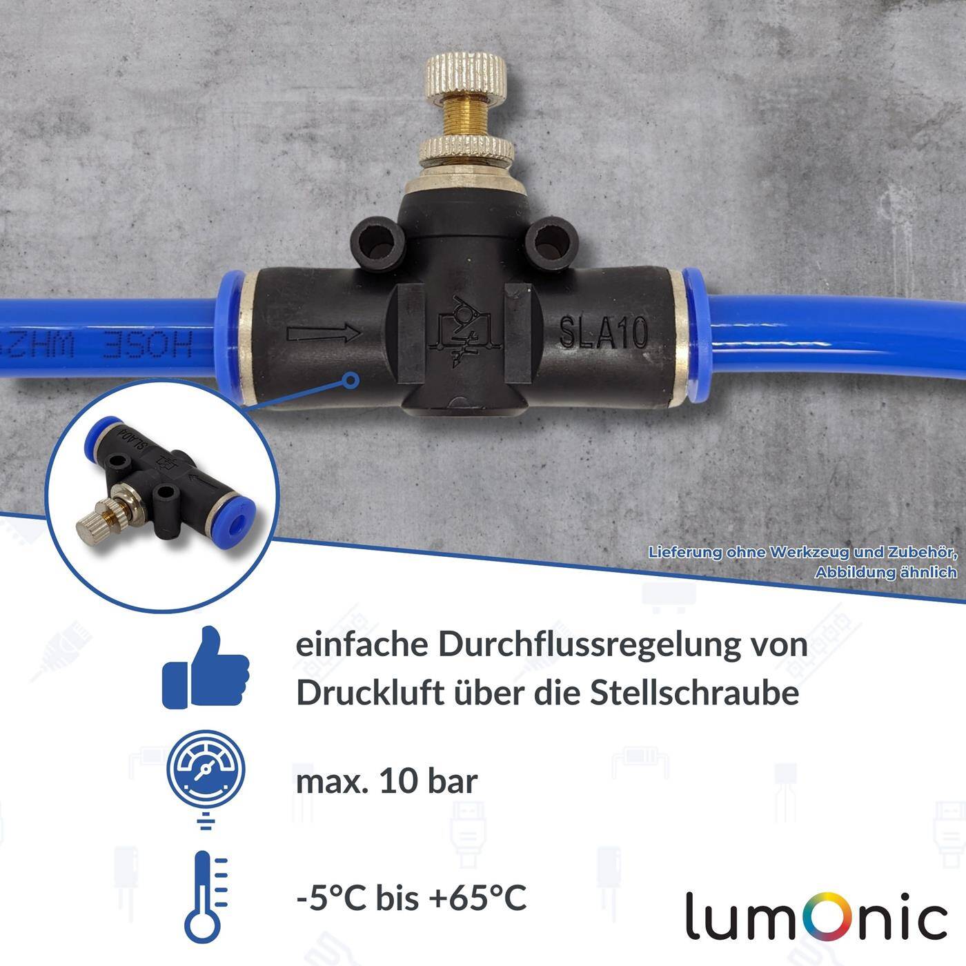 PU Schlauch Drossel-Rückschlagventil mit Steckverbinder 4mm pneumatisches Drosselrückschlagventil Drosselventil Druckluft & Automatisierung
