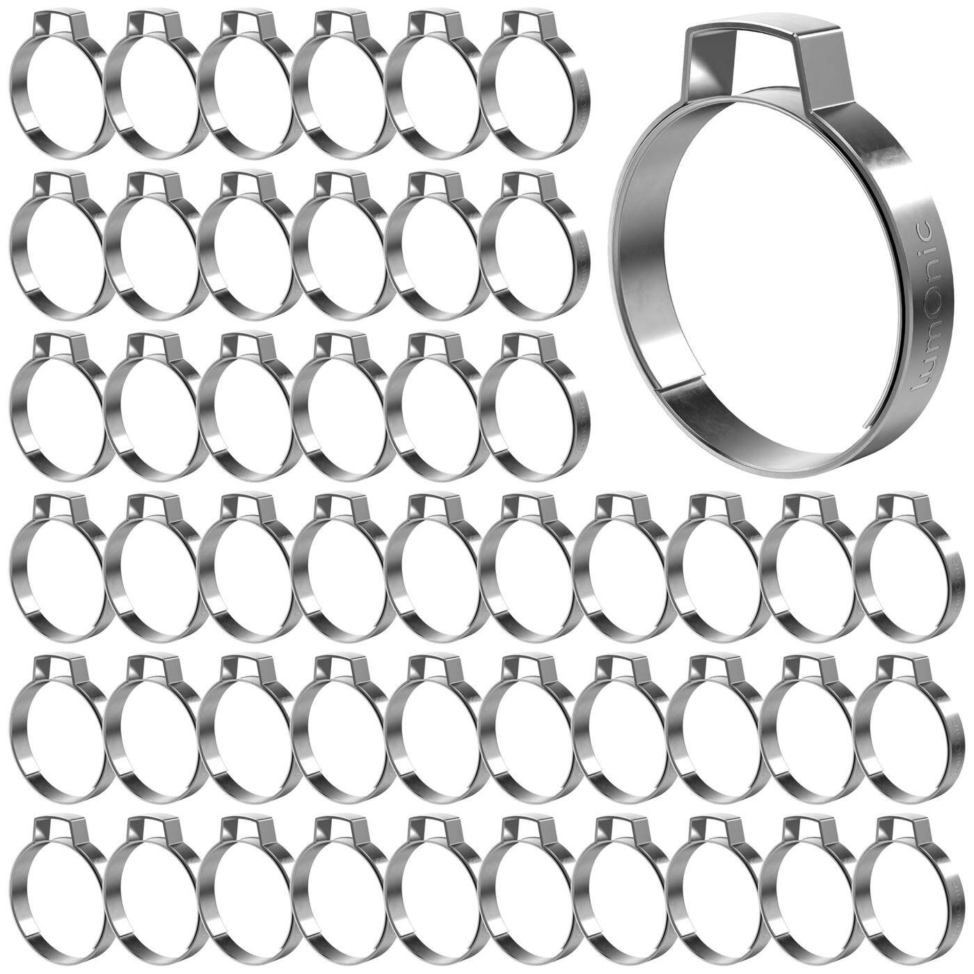 Lumonic I 50x 1-ear clip 34,4-37,6mm I V2A Stainless steel I Single ear clip I Hose clamp I for Compressed air, Pipe systems, Garden, CAR