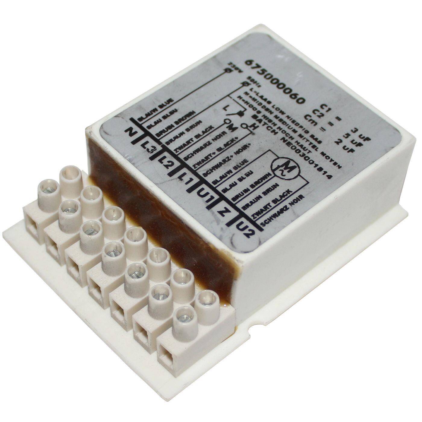 Capacitor Module C1= 3µF, C2= 5µF, Cm = 2µF 250V DNA 675000060 Capacitor Module C1= 3µF, C2= 5µF, Cm = 2µF 250V DNA 675000060