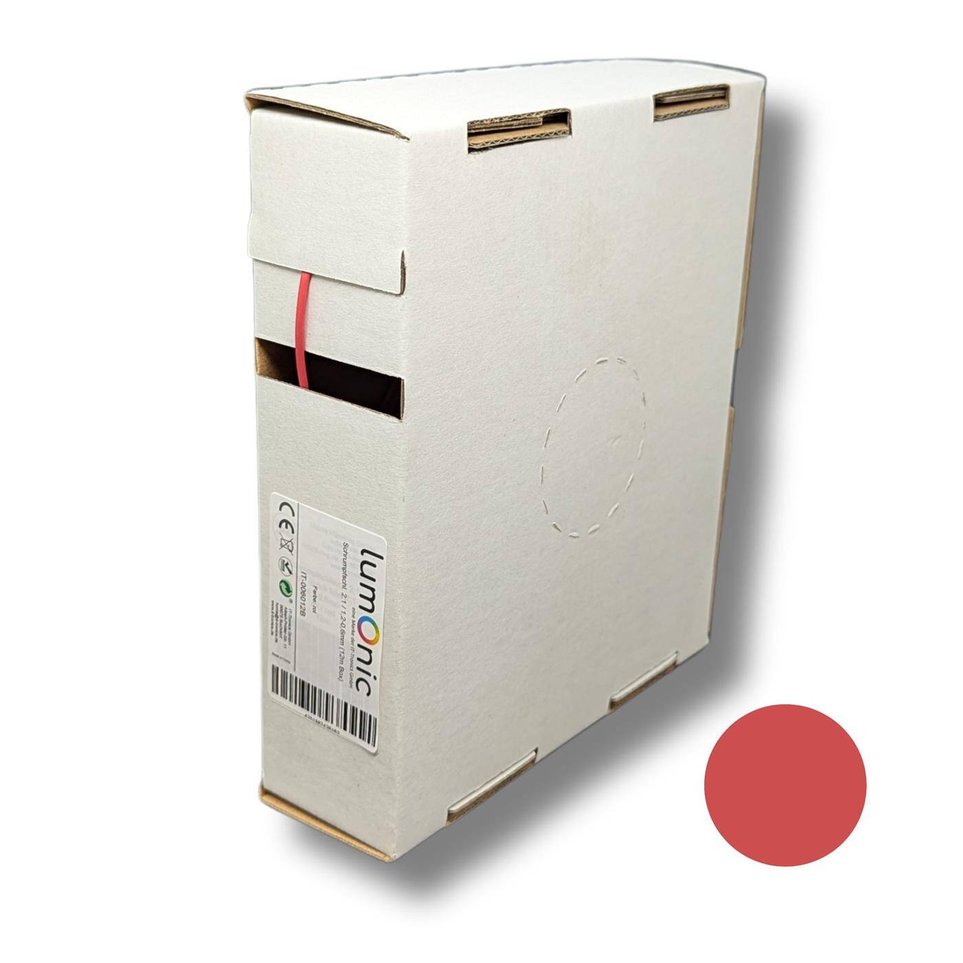 12m Schrumpfschlauch Box 2:1 1,2 -> 0,6mm Rot Flexibel