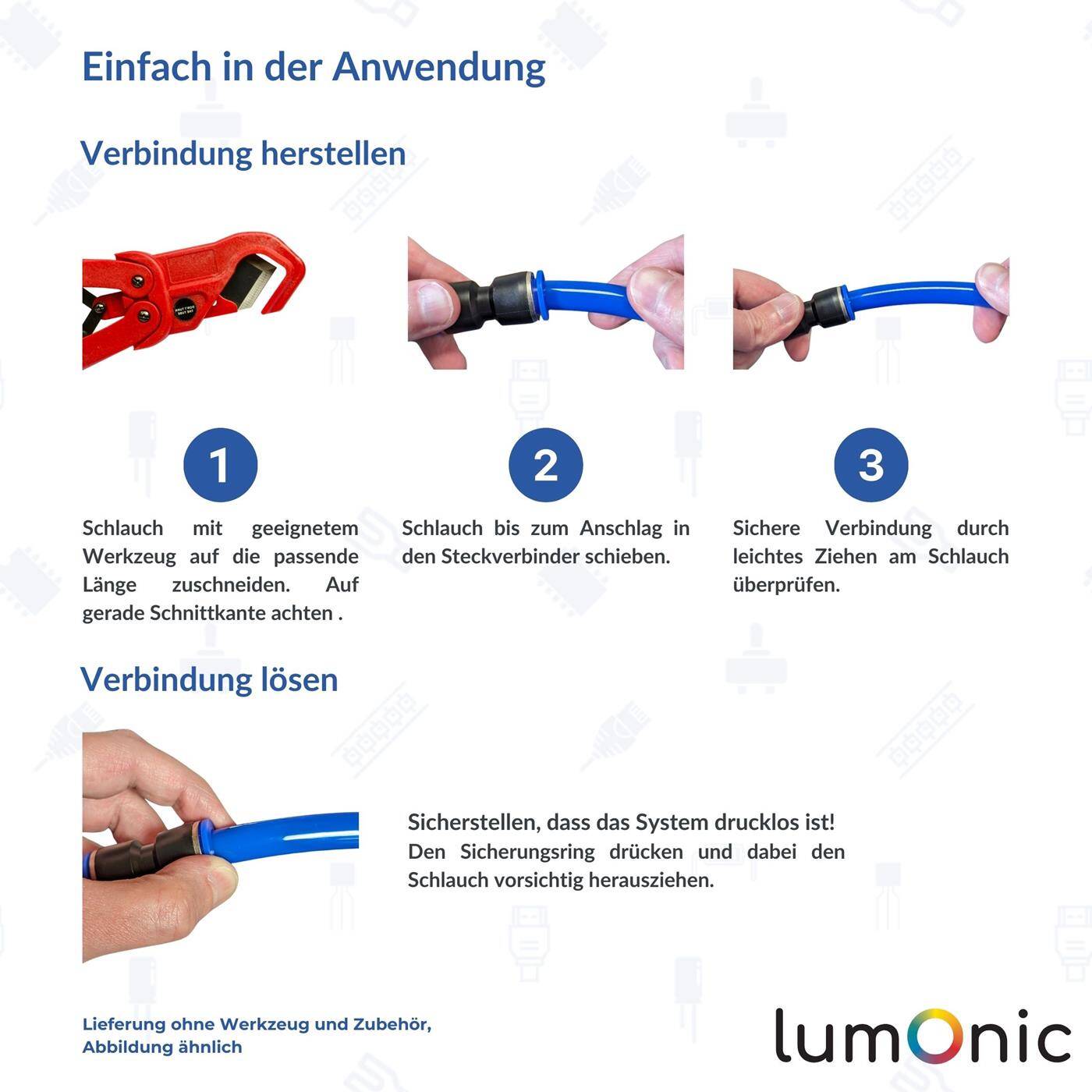 PU Schlauch Y-Steckverbinder 8mm Y-Stück Push-in pneumatischer Steckverbinder Y-Verteiler Druckluft & Automatisierung