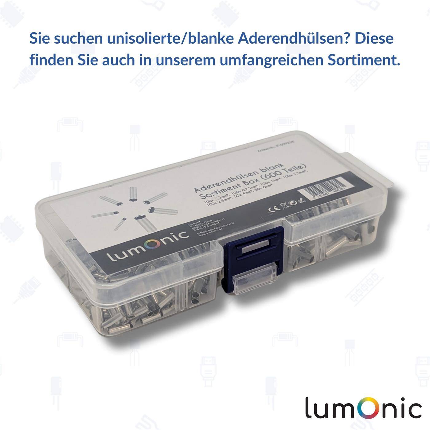 Aderendhülsen Set isoliert 0,5 bis 2,5mm² 600 Teile Aderendhülsen Sortiment ideal für Elektriker & Heimwerker