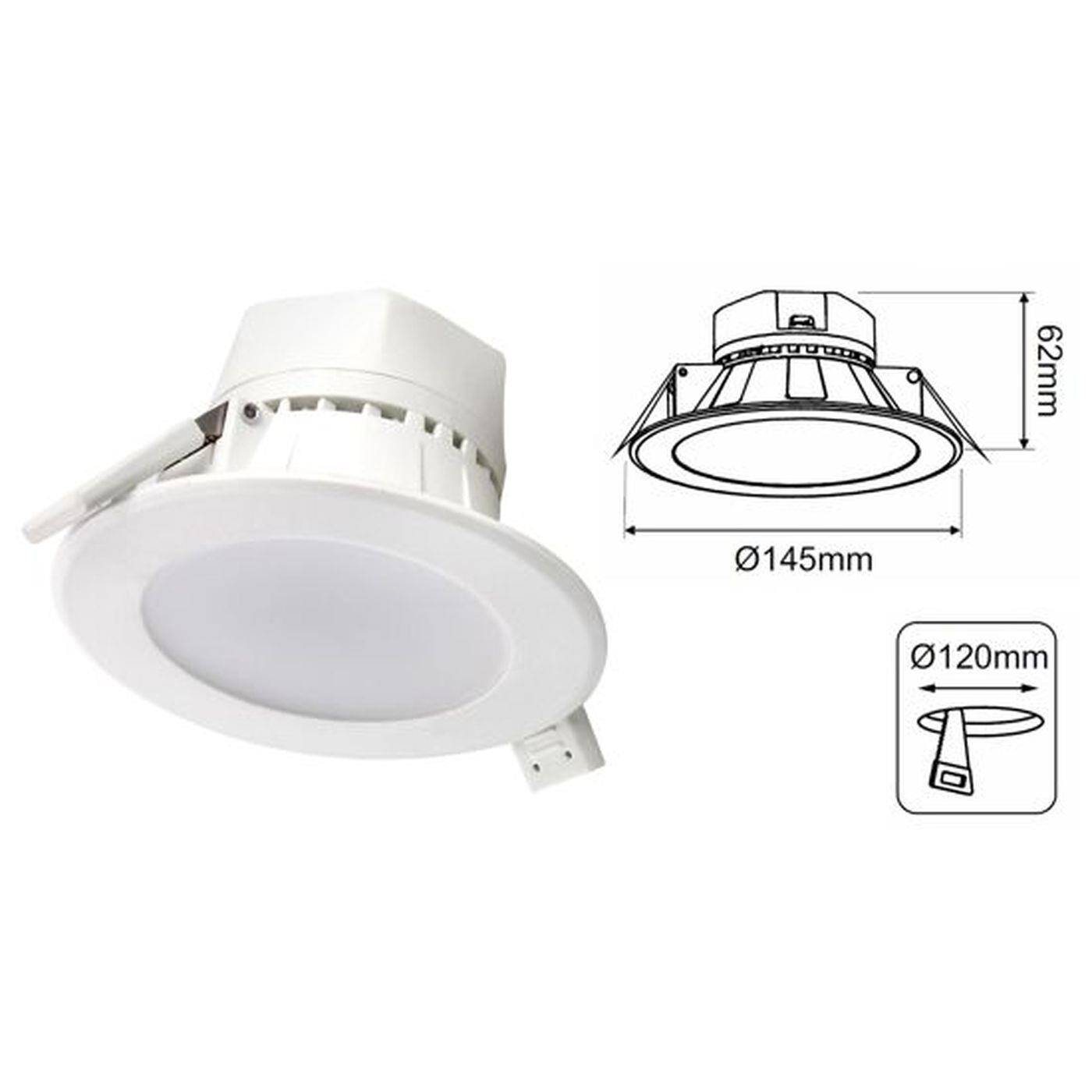 LED Downlight 15W Deckeneinbau Lampe Rund Kalt Weiß 6000K 1250lm d145mm 90°