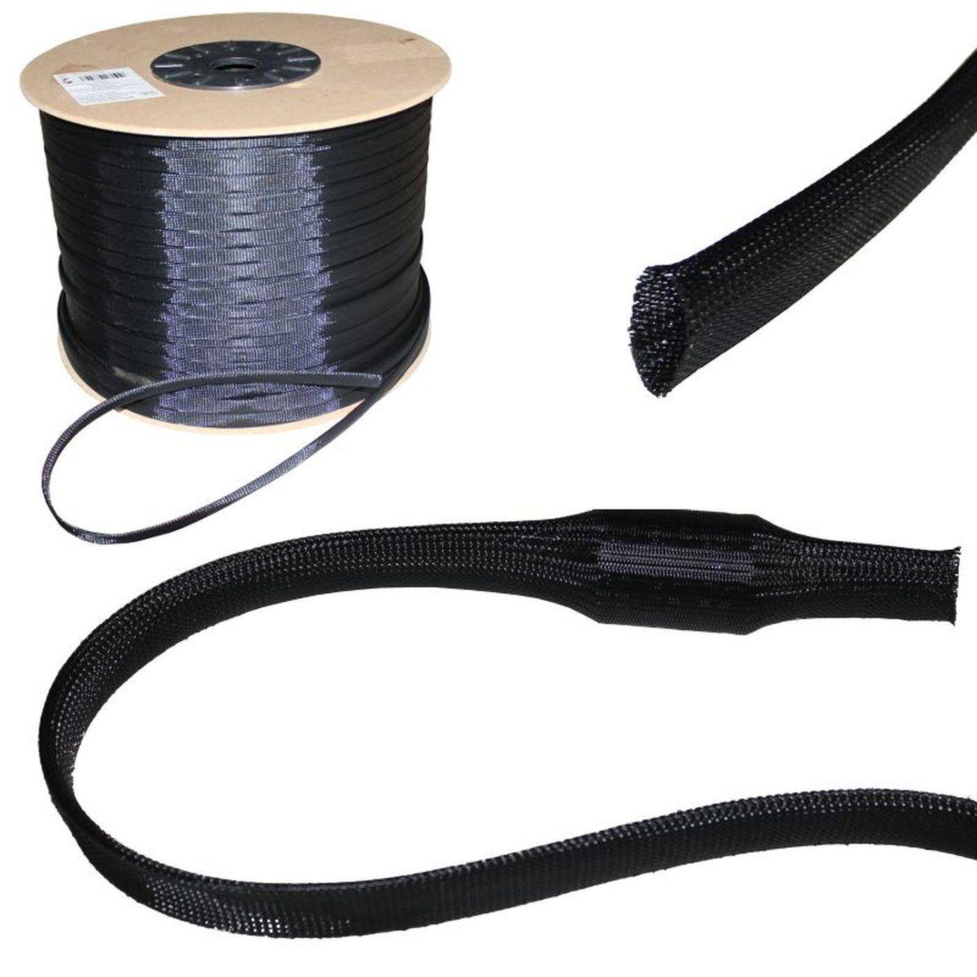 Lumonic 10m Geflechtschlauch 3mm (1-4mm) I Gewebeschlauch Kabel aus Polyester in Schwarz I Kabelschlauch, Schutzschlauch, Kabelschutz, Kabelummantelung