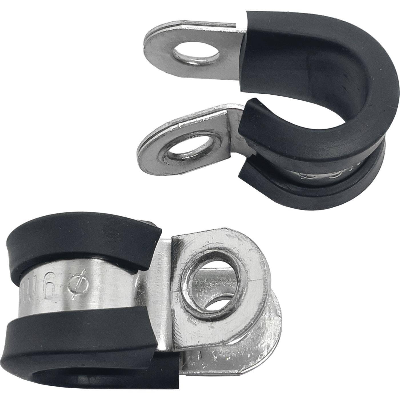 5x P-Clip Leitungsschelle Edelstahl V2A mit Gummi 9mm Rohrschelle Befestigungsschelle