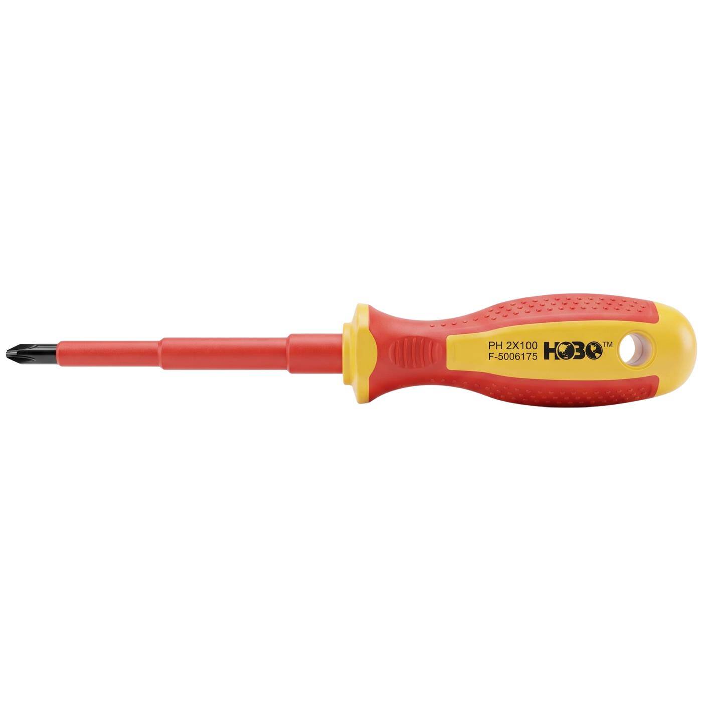 Lumonic VDE Schraubendreher Kreuzschlitz PH2 x 100 mm, 1000V - S2-Stahl brüniert, magnetische Spitze, Zweikomponentengriff, für Elektroinstallation und Schaltschrank
