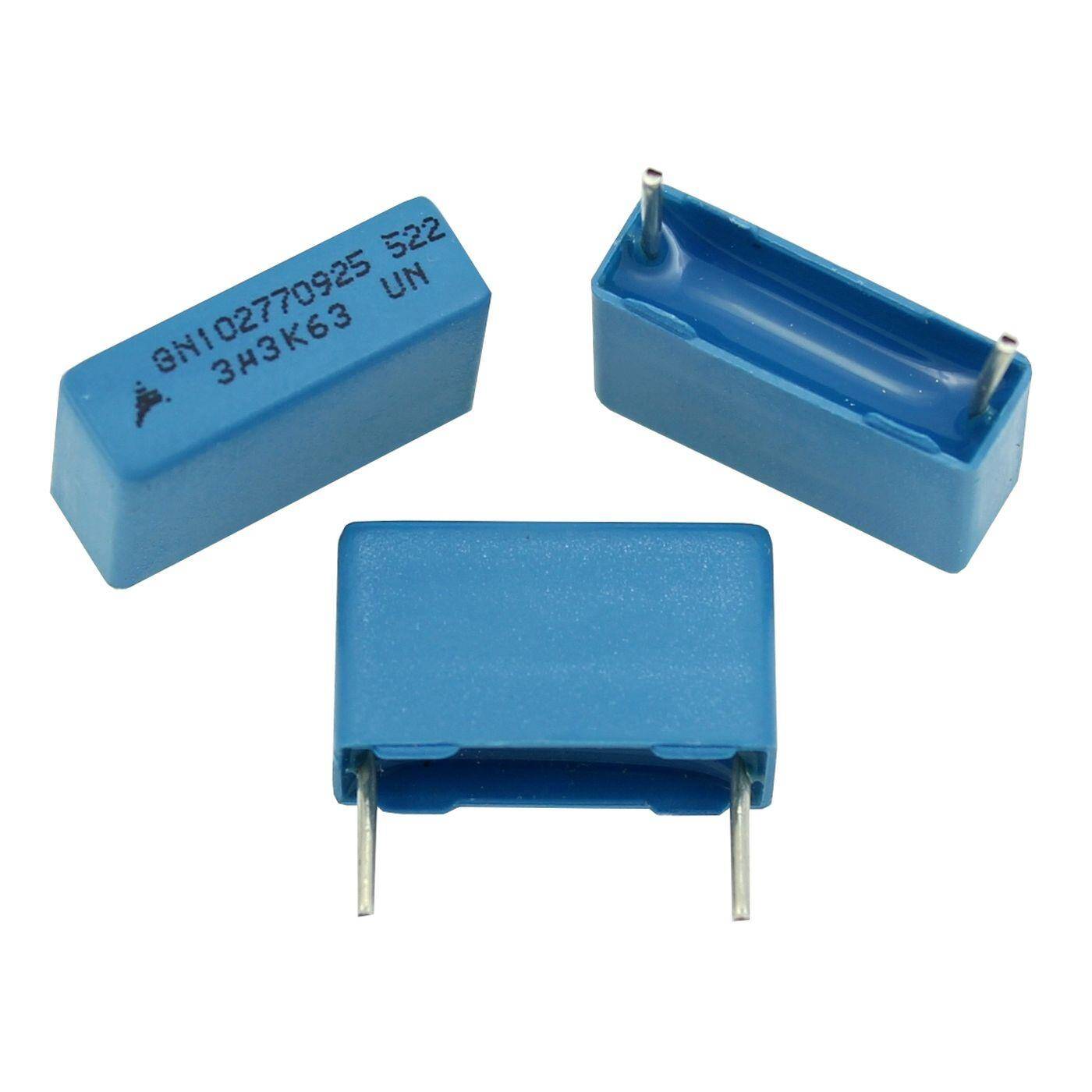 Epcos MKT Foil Capacitor | 3,3µF 63V DC I 2-Pin Connection I 2-Pin I 3,3uF, 3300nF I Capacitor for crossover networks of loudspeakers or for interference suppression of electrical devices