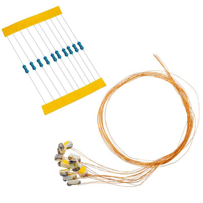 10x Superhelle LEDs SMD 3528 Neutral Weiß mit Kupferlackdraht 20cm + 12V Vorwiderstand