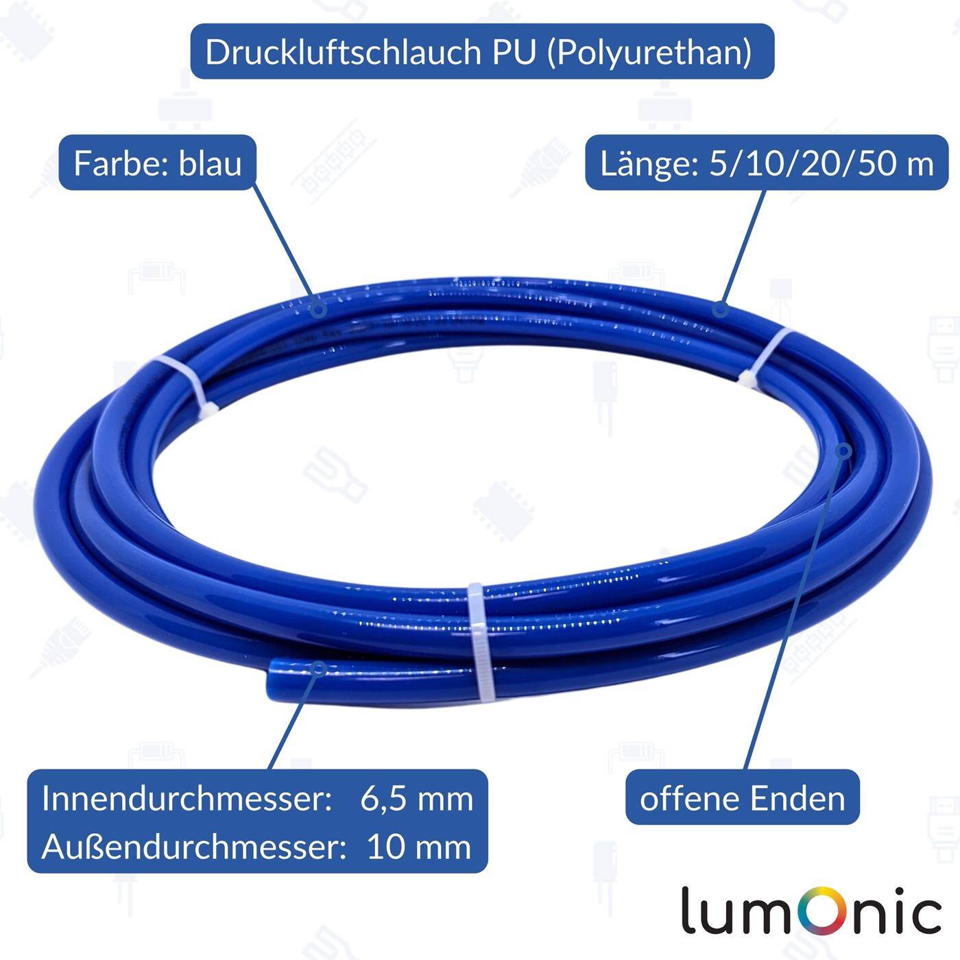 20m Druckluftschlauch PU 6,5/10mm Maschinenbau Pneumatiksysteme Werkstatt PU Schlauch Polyurethan flexibel, abriebfest 20m Druckluftschlauch PU 6,5/10mm Maschinenbau Pneumatiksysteme Werkstatt PU Schlauch Polyurethan flexibel, abriebfest