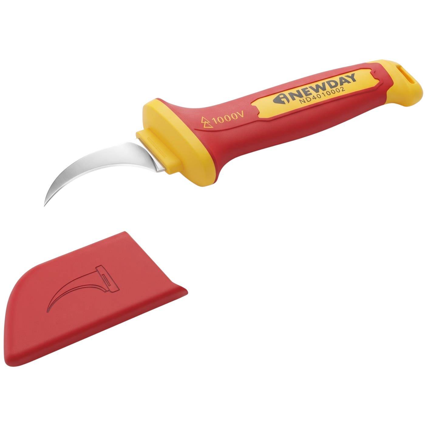 Lumonic VDE Kabelmesser 1000V, Sichelförmige Klinge - 5Cr13-Klingenstahl, für Sektorleiter, Schutzkappe im Lieferumfang, rutschfester Zweikomponentengriff