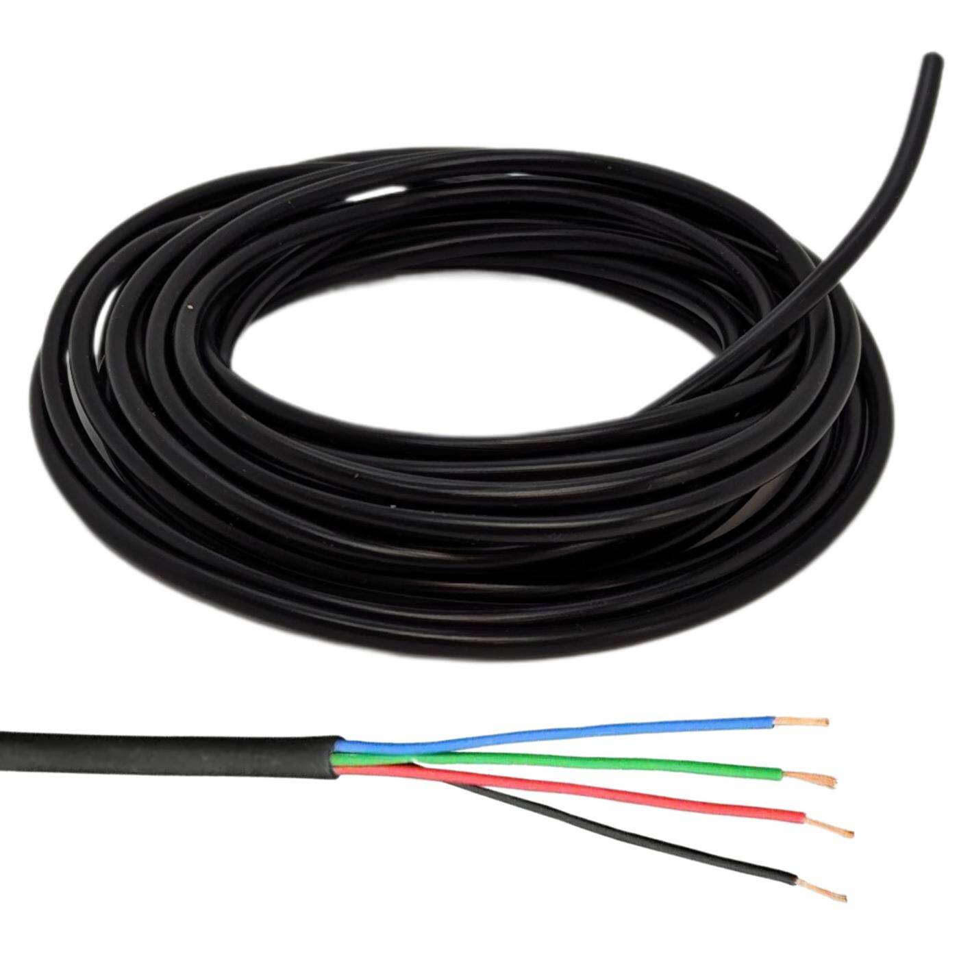1m RGB LED Control cable 4x 0,34mm² LiYY Extension 4 wire Power cable Black UV resistant