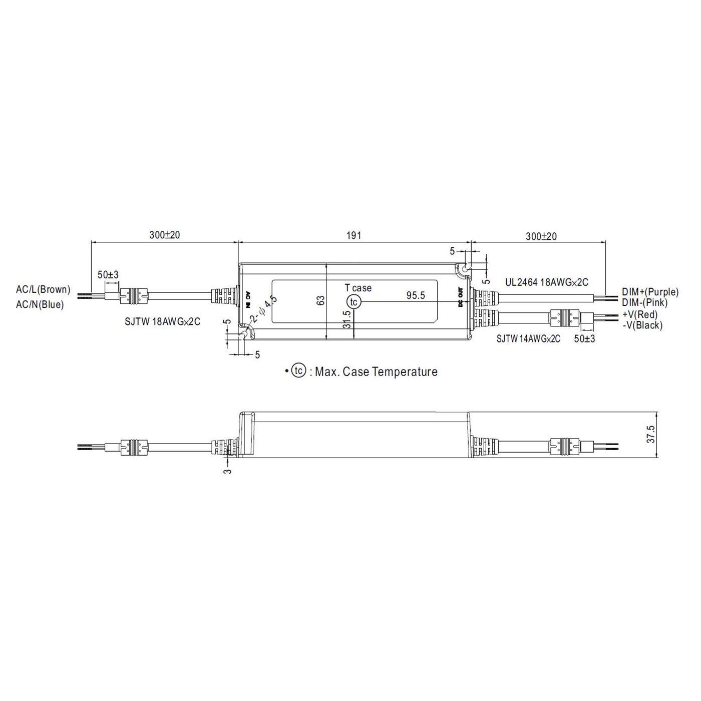 MEAN WELL PWM-120-24DA 120W 24V 5A LED Netzteil IP65 Dimmbar DALI PWM