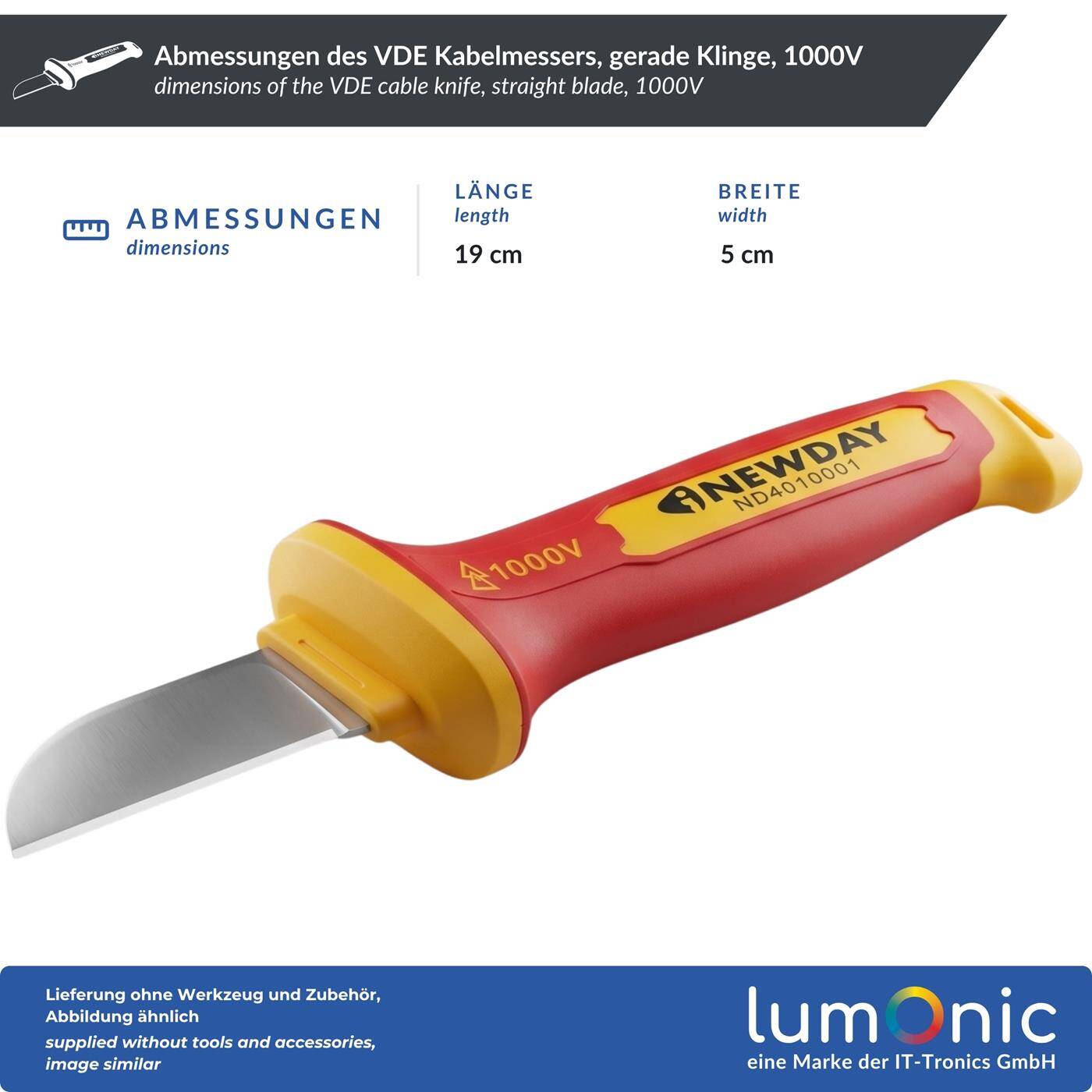 Lumonic VDE Cable Cutter 1000V, Straight Blade - 5Cr13 blade steel, protective cap included, non-slip two-component handle, for electricians