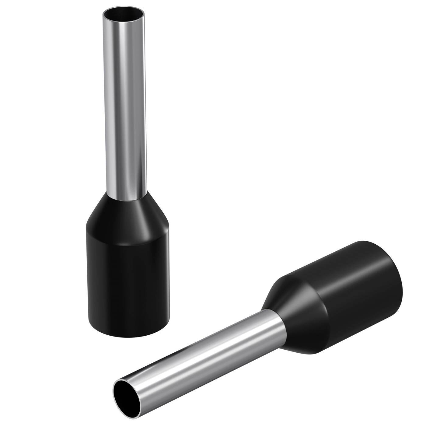 100x Aderendhülse isoliert 1,5mm² Schwarz Kupfer verzinnt 1,7x8mm Hülse