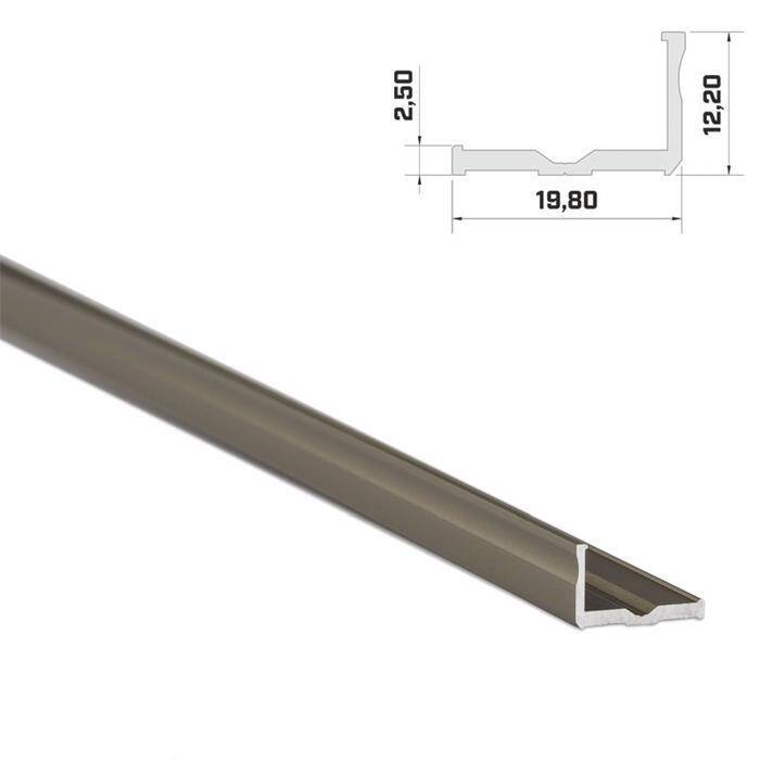 1m LED Profil E Inox 19x12mm Aluminium Aufbauprofil für 16mm LED Streifen