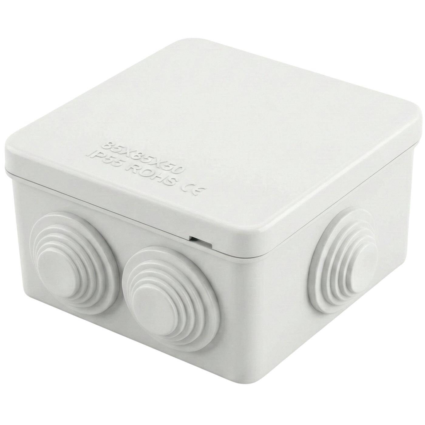 Lumonic Verteilerdose weiß 85x85x50mm mit 7 Öffnungen I Abzweigdose Aufputz - IP55 I Verbindungsdose, Klemmdose, Abzweigkasten für Innen & Außen