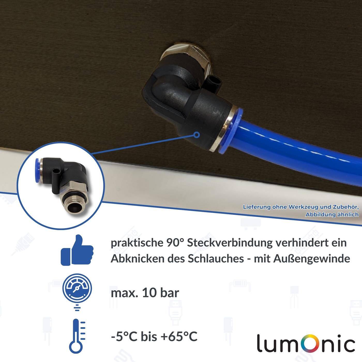 PU Schlauch 90° Steckverbinder Fitting mit Außengewinde 6mm*1/4Zoll Winkel-Verbinder L-Steckverbinder pneumatischer Steckverbinder Fitting Druckluft & Automatisierung