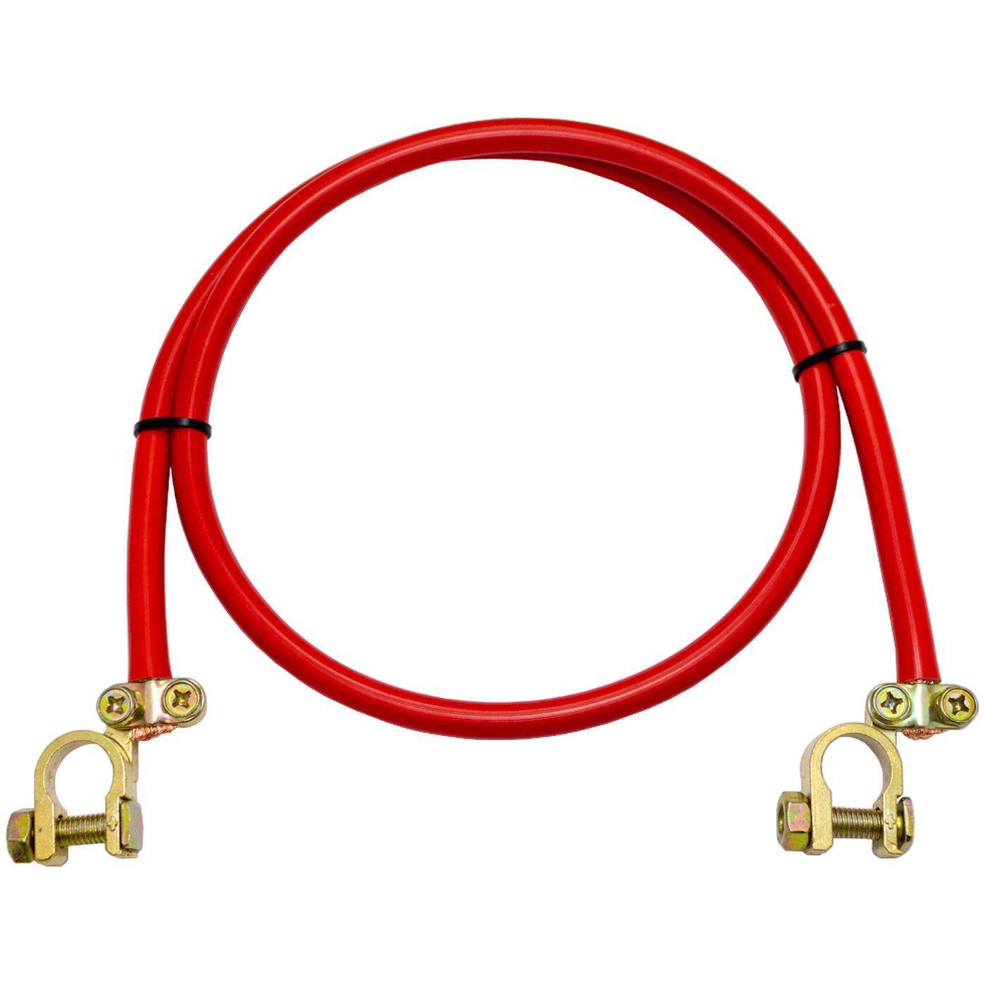 Lumonic 2,5m Batteriekabel Massekabel mit 50mm² Querschnitt rot - KFZ Stromkabel mit 2x Polklemme - DIN zertifziertes isoliertes Kupferkabel