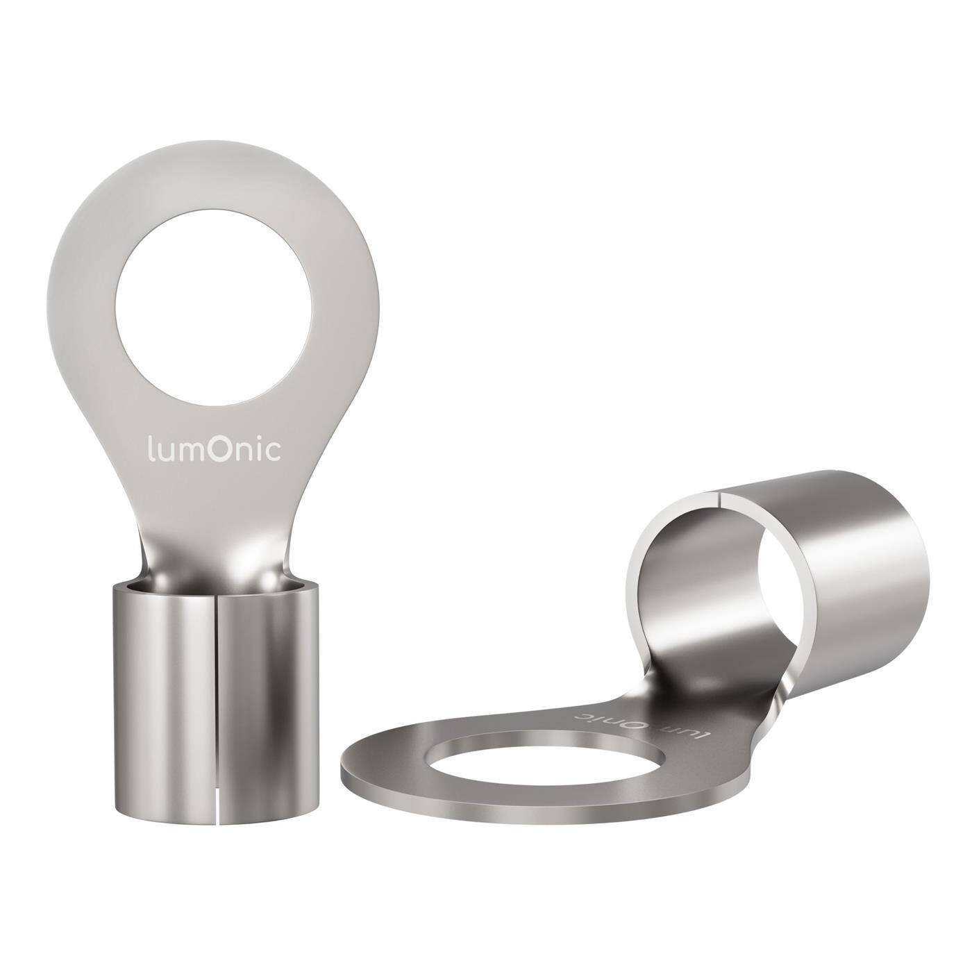 Lumonic 10x Ringkabelschuh 30-50mm² blank | M12 | Kupfer verzinnt | sichere Kabelverbindung ohne Löten | Crimp-Kabelschuh unisoliert | KFZ, Maschinenbau, Wohnmobil, Batterie