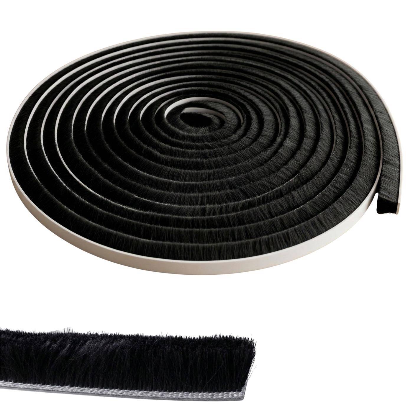 Lumonic 5m Brush seal black 10mm | Self-adhesive + Can be cut to size | Draught excluder, cold protection, insect screen for windows, doors, cupboards