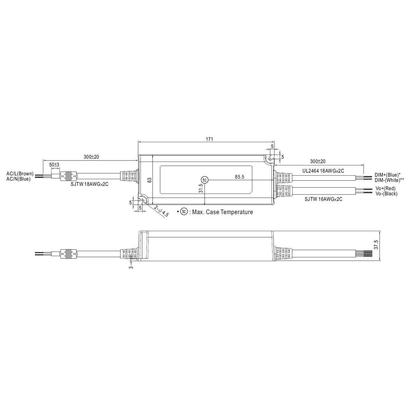 PWM-90-24DA 90W 24V 3,75A LED power supply Transformer Driver IP65 Dimmable DALI PWM