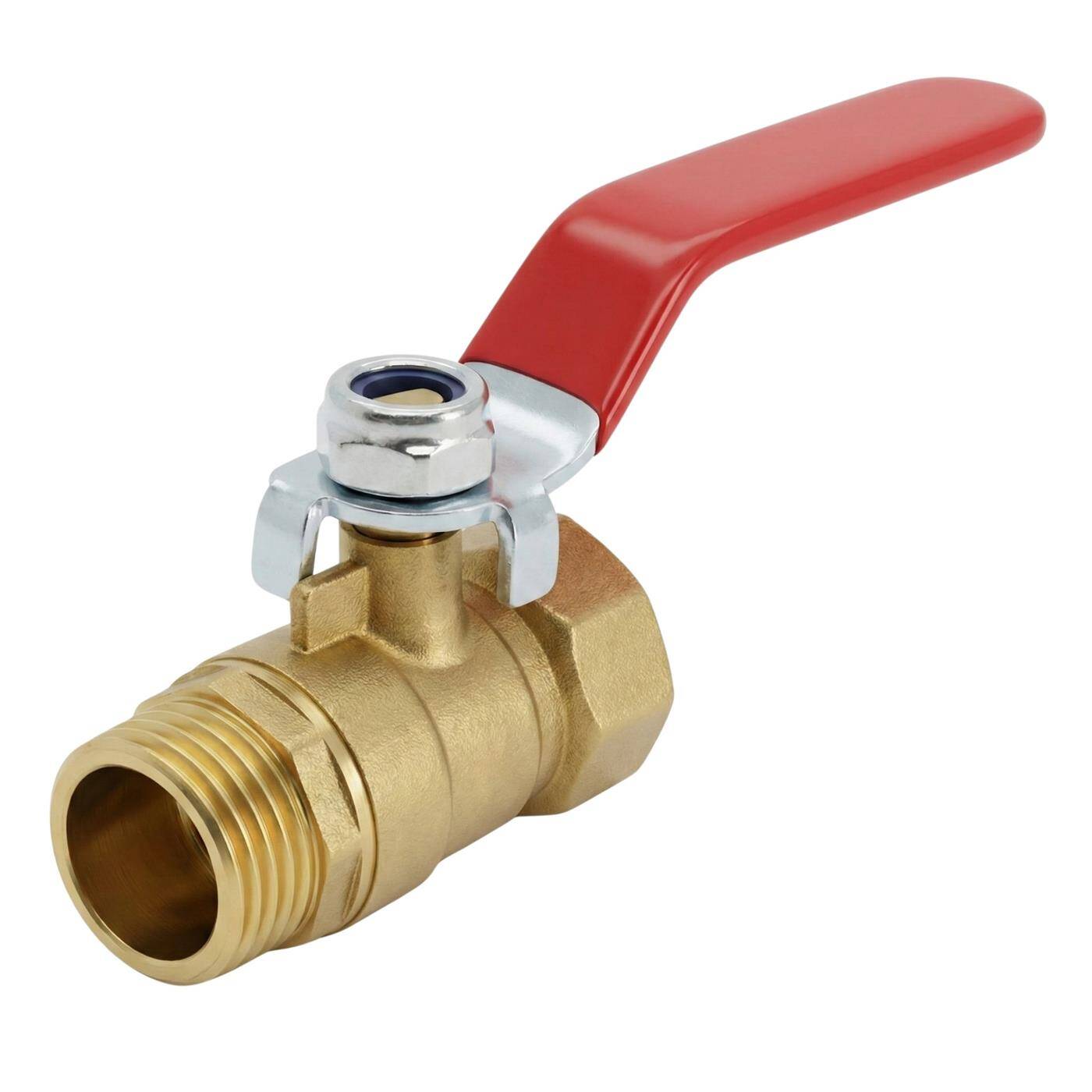 Lumonic I Ball valve round with lever handle I 3/4 Customs I Internal thread + External thread I Corrosion-resistant brass I Stopcock I for compressed air I Workshop